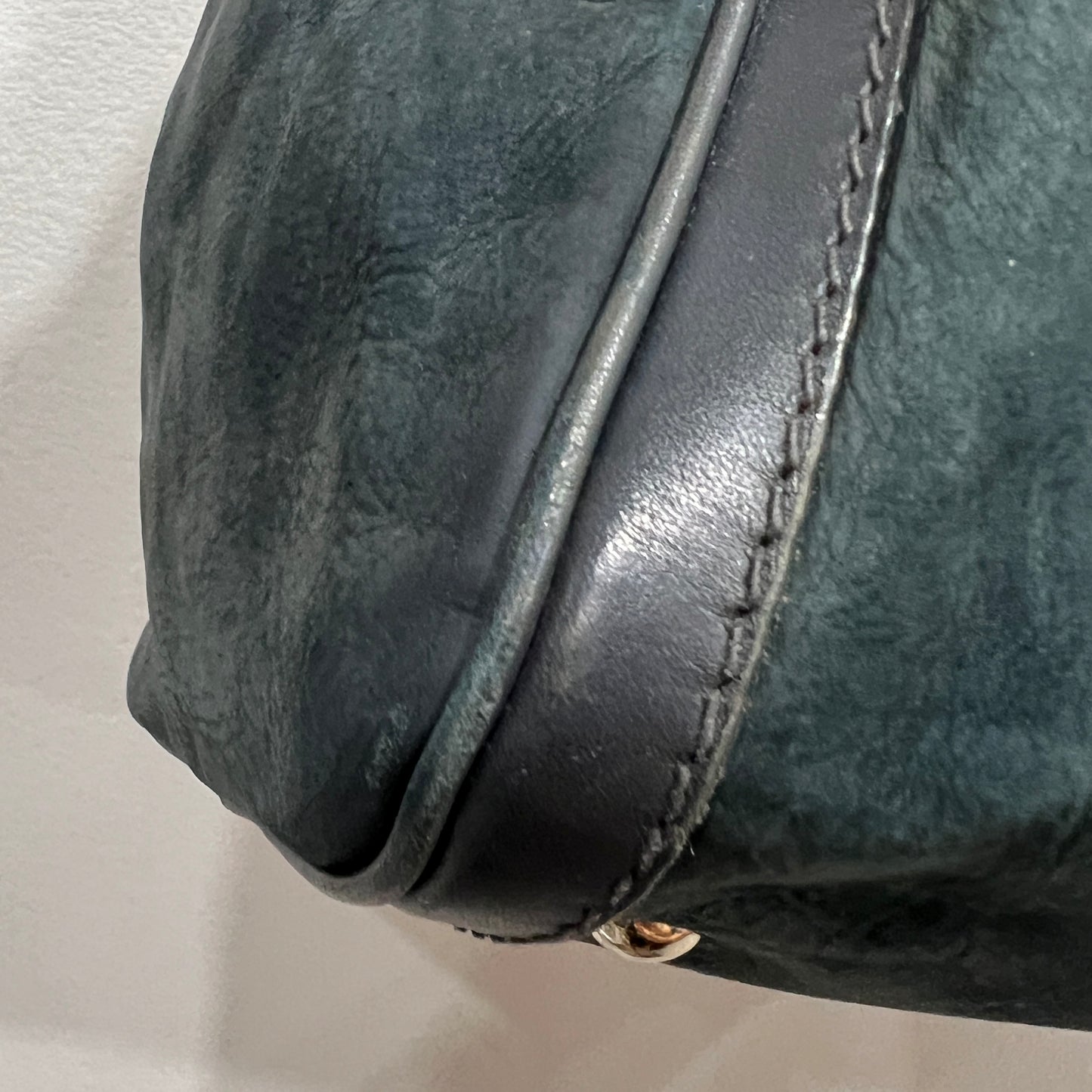GUCCI Green Gucci Suede Web Satchel/Boston Bag