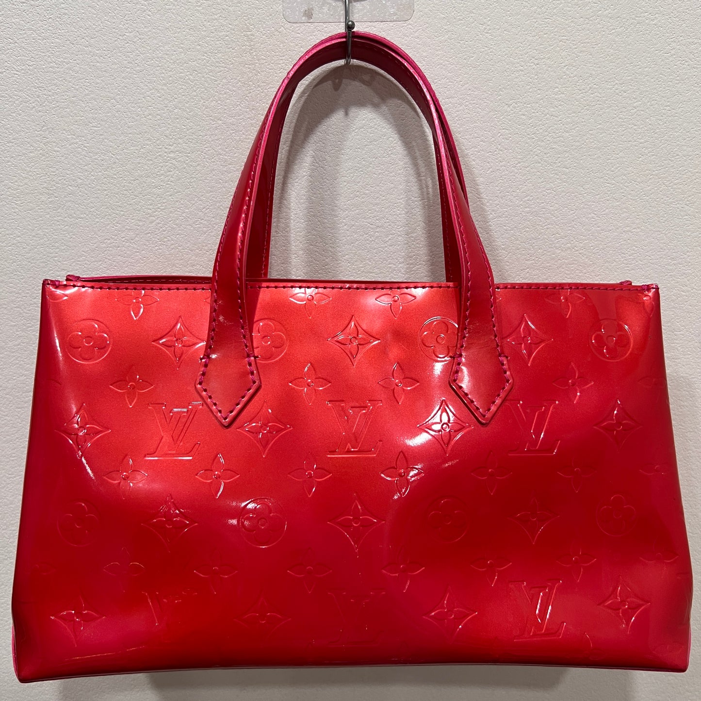 LOUIS VUITTON Patent Wilshire Monogram Vernis PM Red Leather