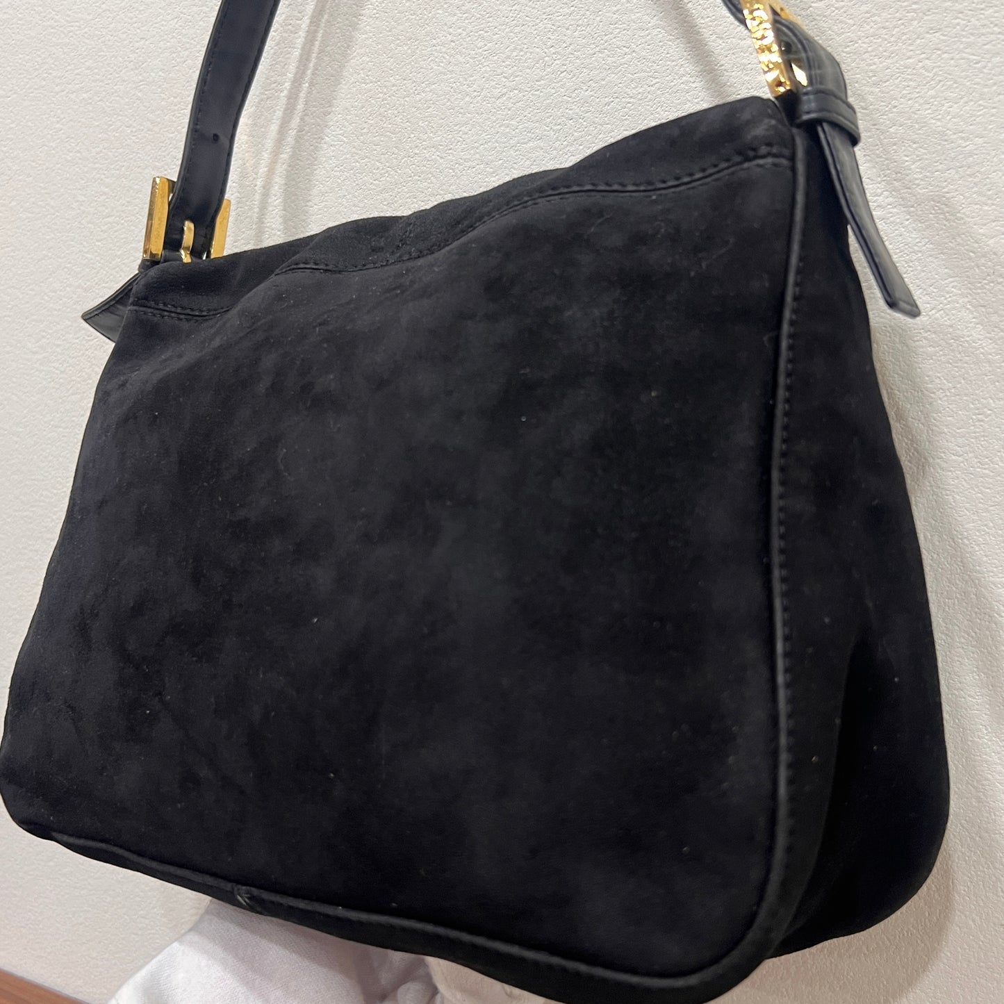 FENDI Black Suede Mamma Baguette