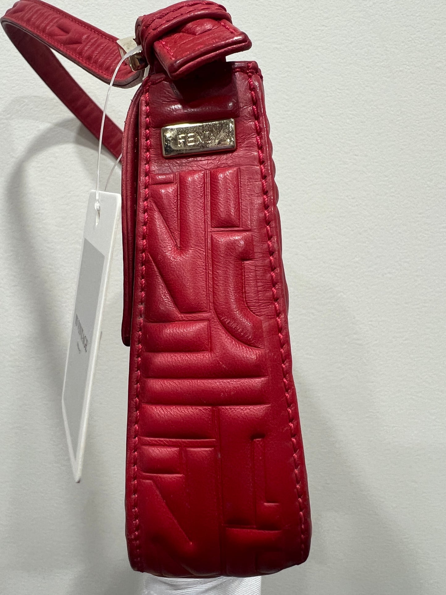 FENDI Baguette 1997 Red embossed Nappa Leather