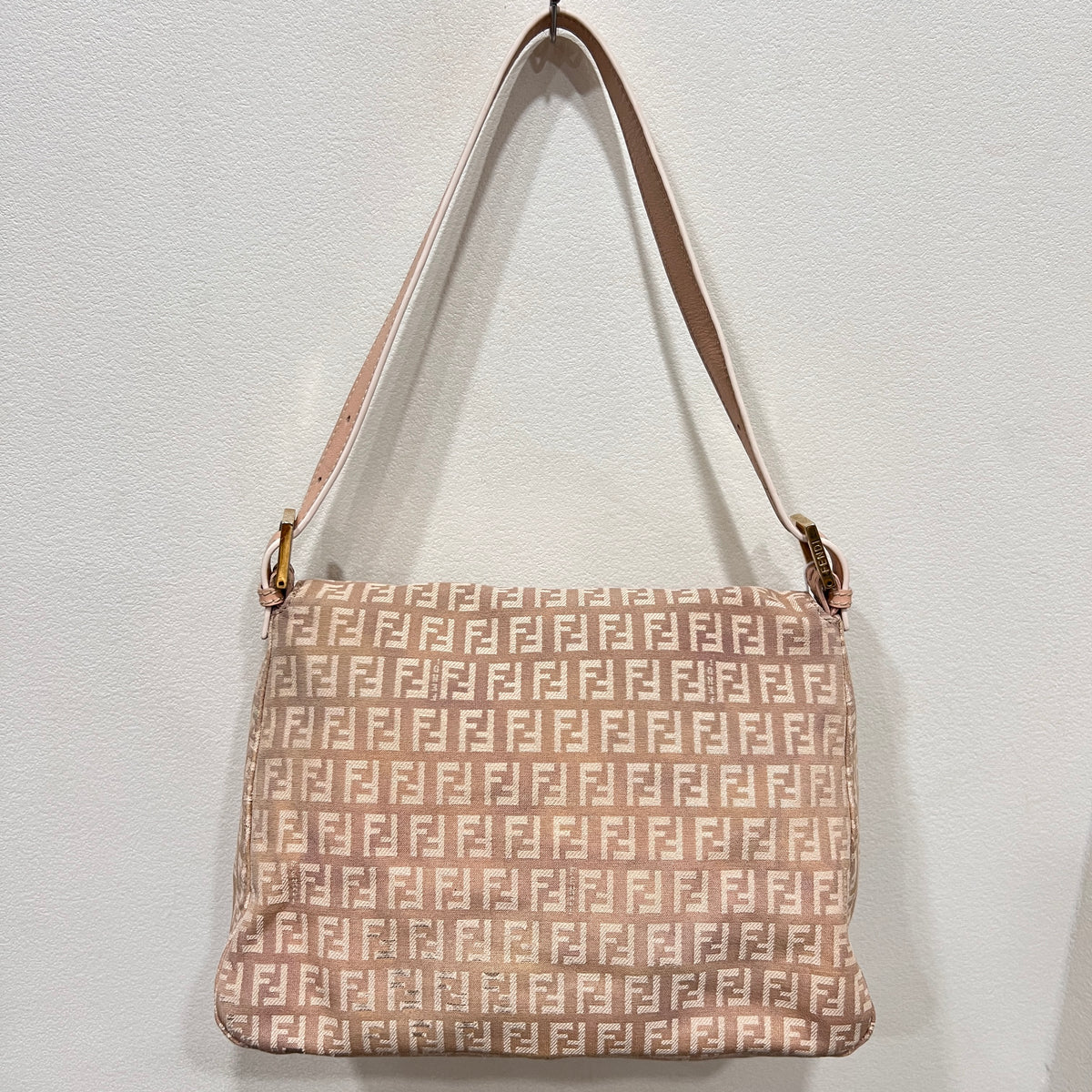FENDI Mamma Baguette Zuccino Canvas in Old Rose Gold