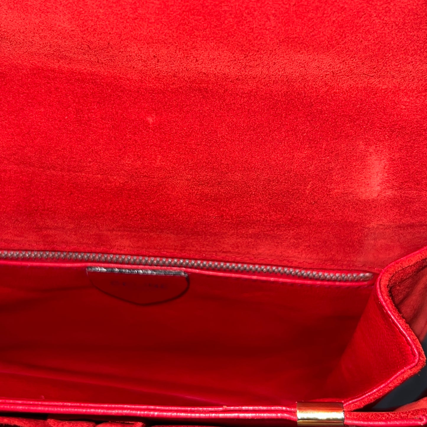 CELINE Horseshoe Red Suede Leather Two-Way Handbag