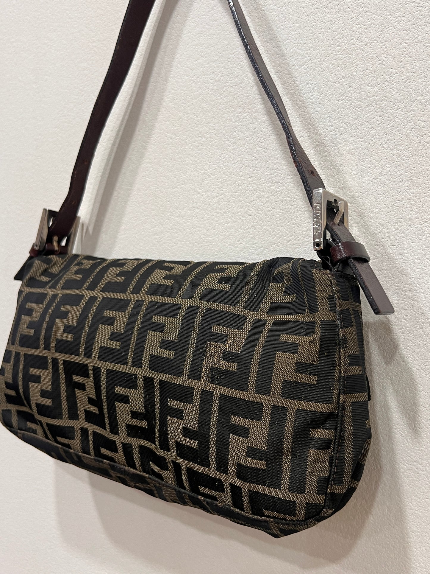 FENDI Baguette with Pink Logo Hardware