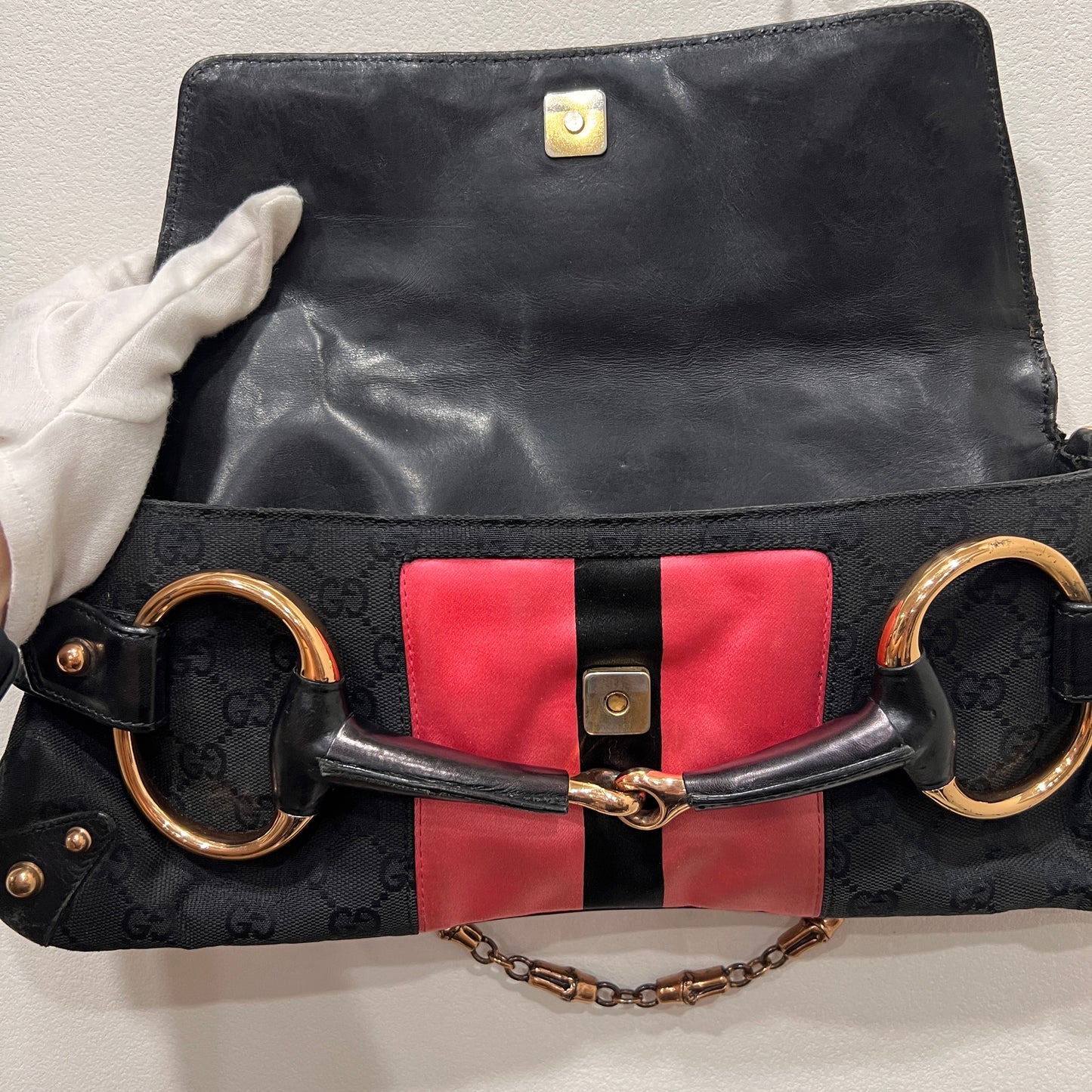 GUCCI Black GG Monogram Horsebit