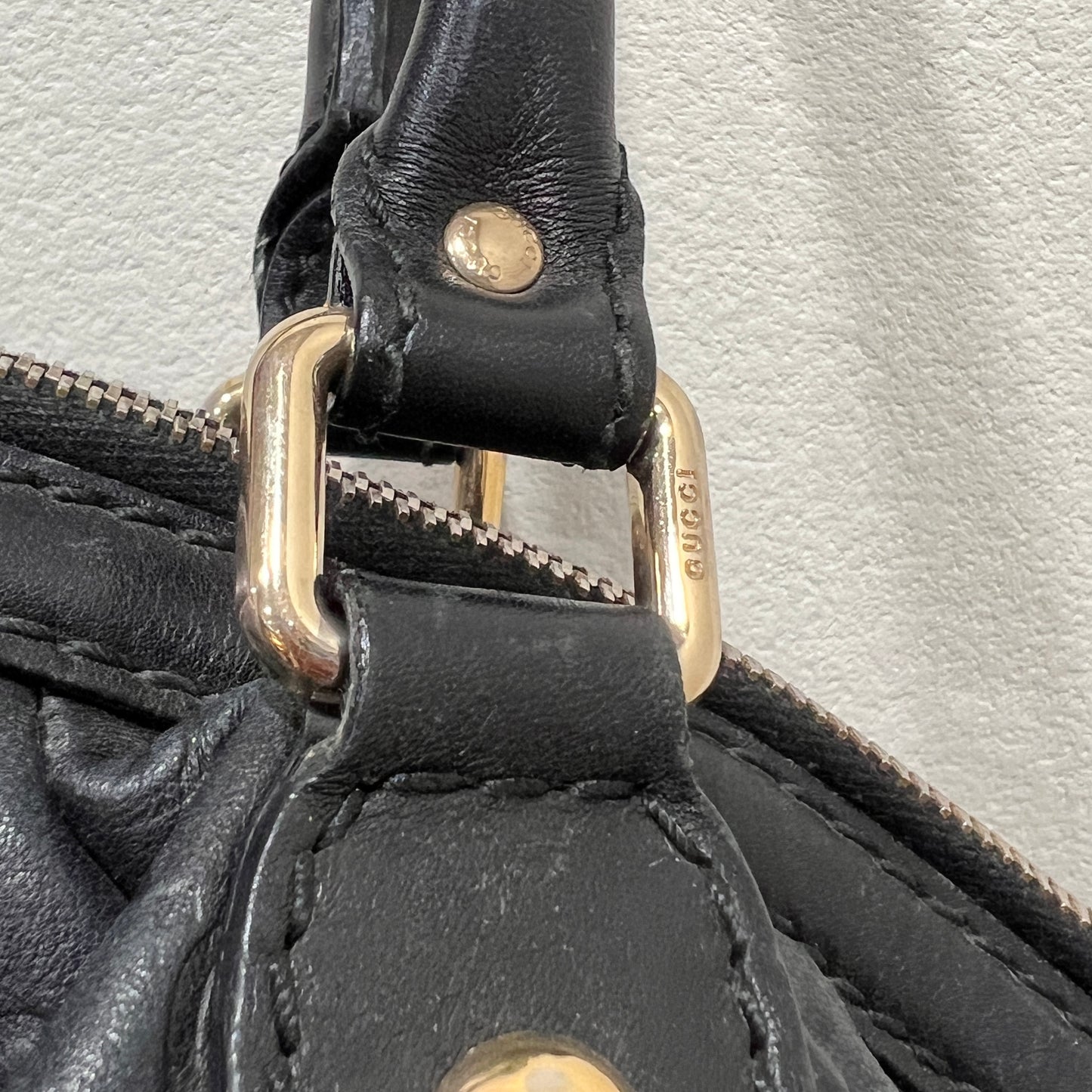 GUCCI Sukey Handbag in Timeless Black Guccissima (GG embossed) Leather