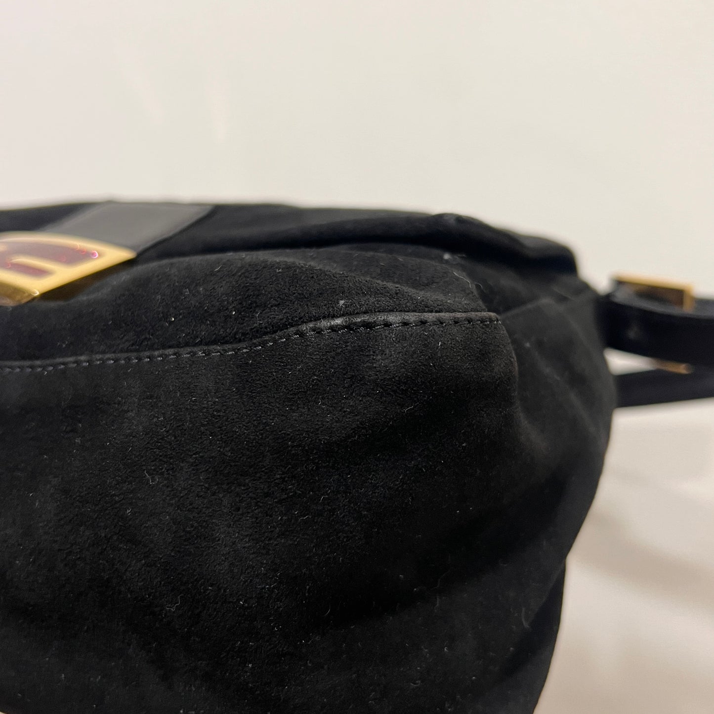 FENDI Black Suede Mamma Baguette