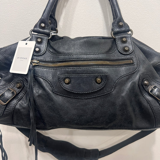 BALENCIAGA Black Twiggy Leather Satchel