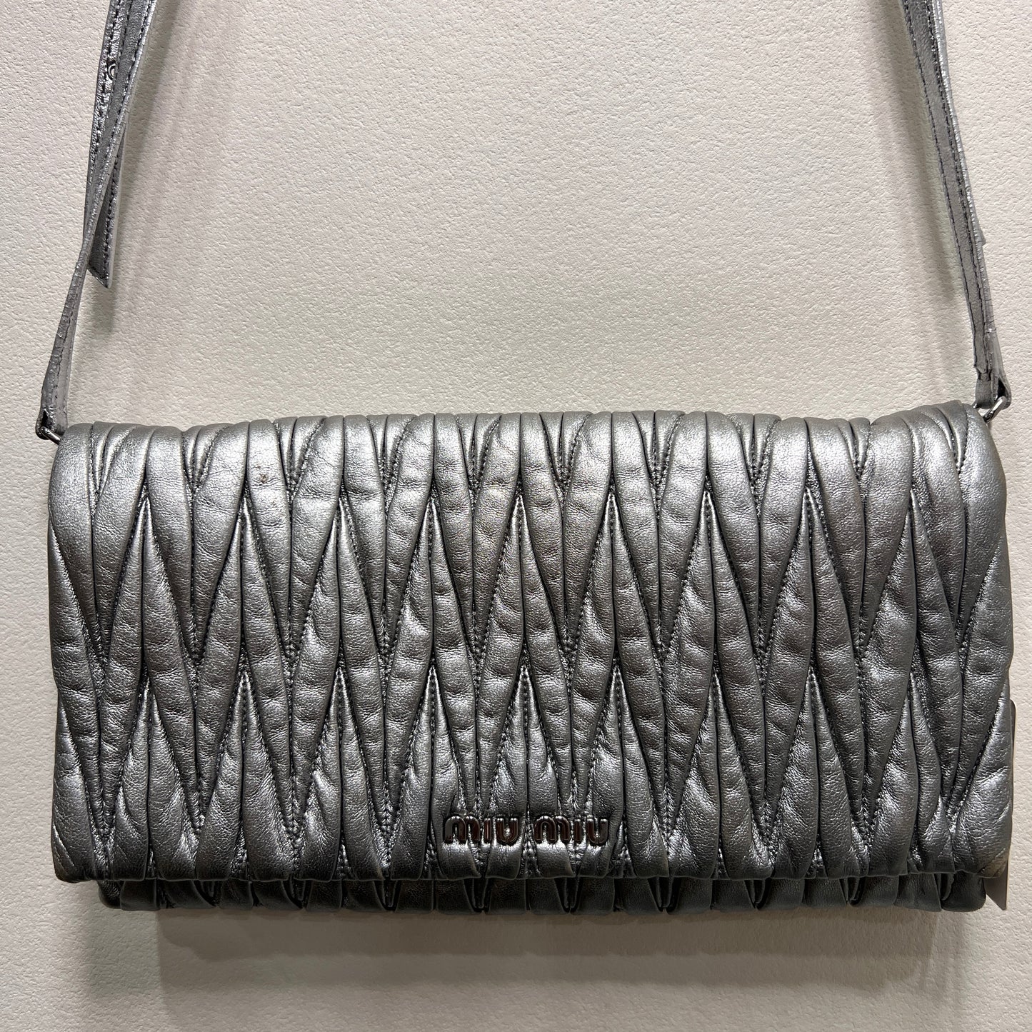 MIU MIU Metallic Leather Crossbody 30cm
