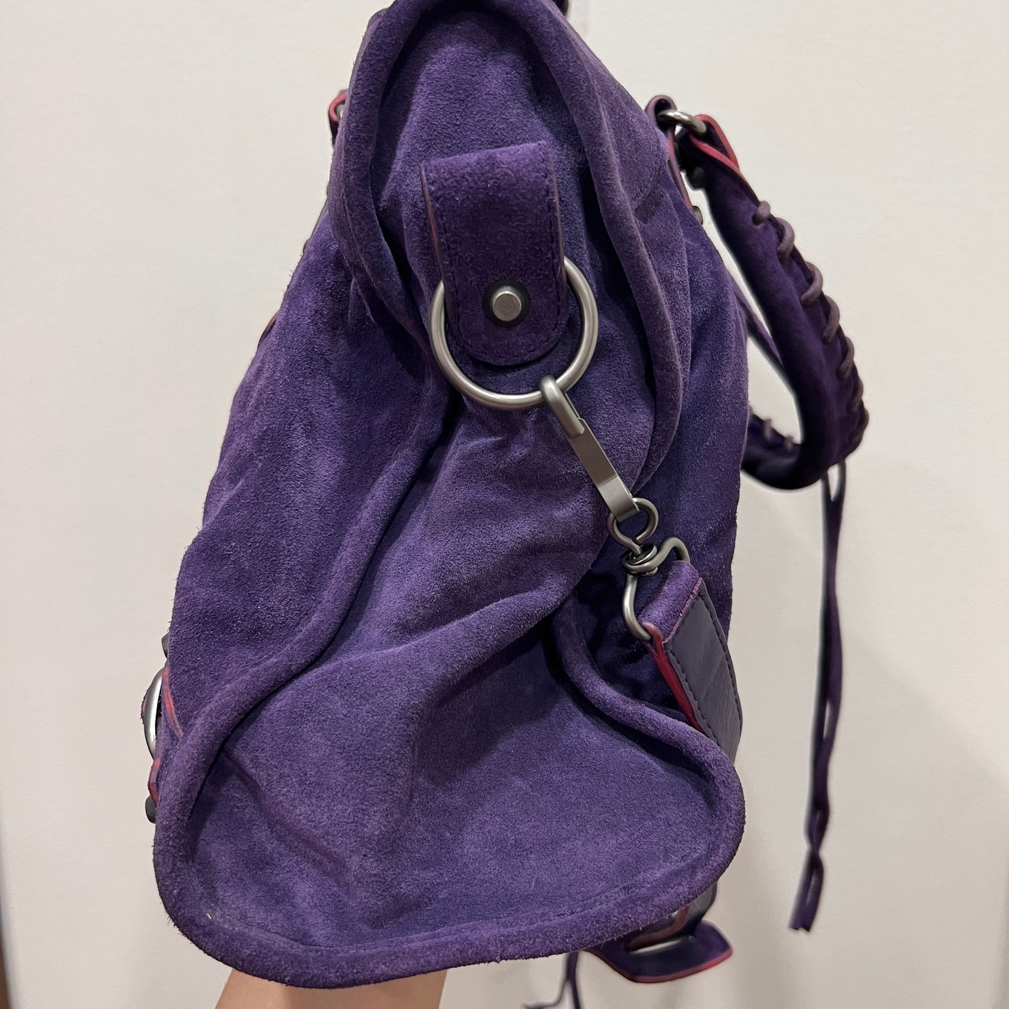 BALENCIAGA City Purple Suede leather