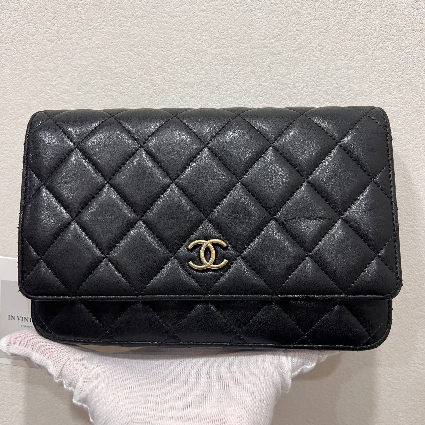 CHANEL Black Wallet on Chain (WOC) Coco Charm Lambskin