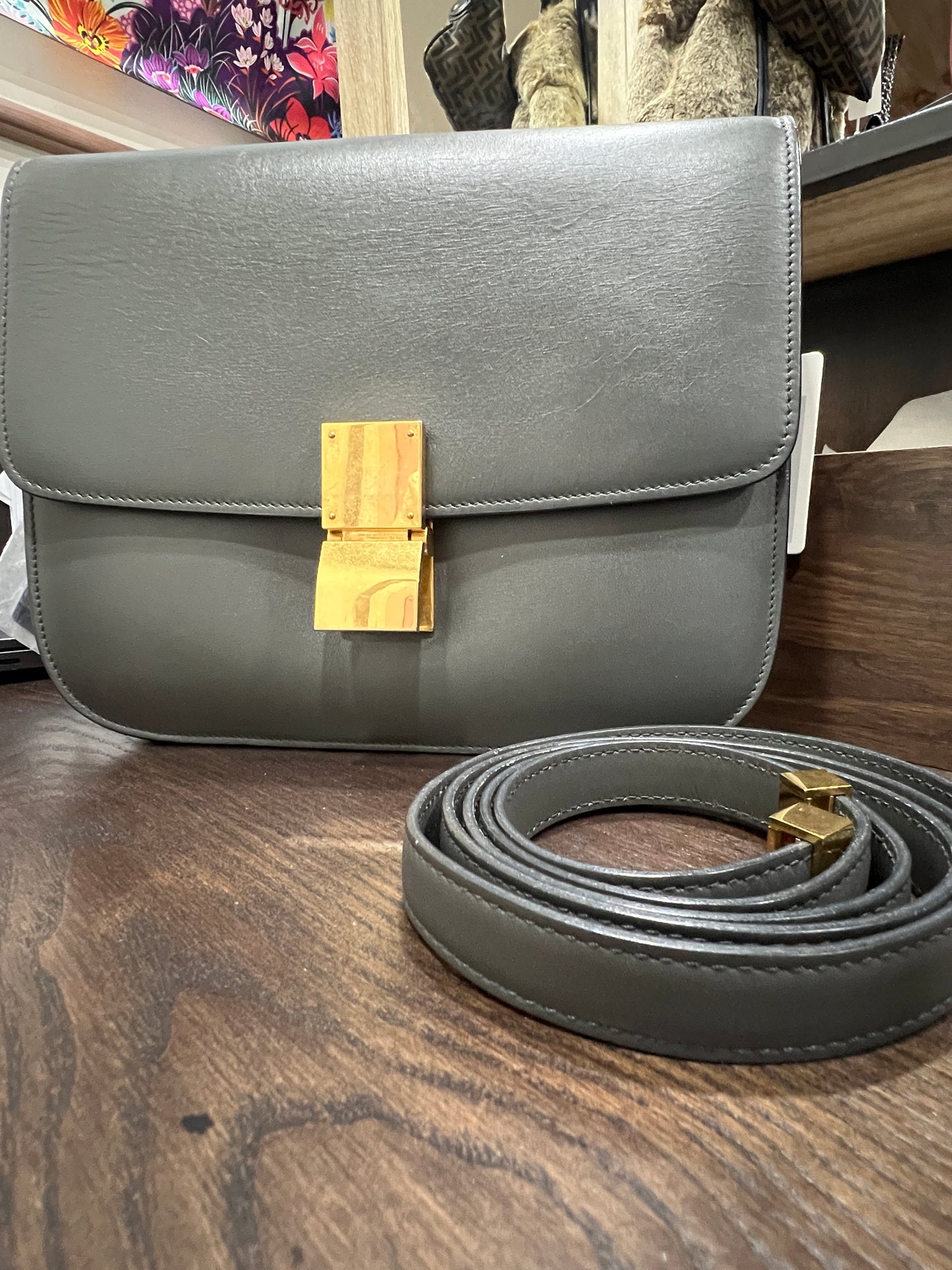 CELINE Classic Box Bag Medium (GRAY)