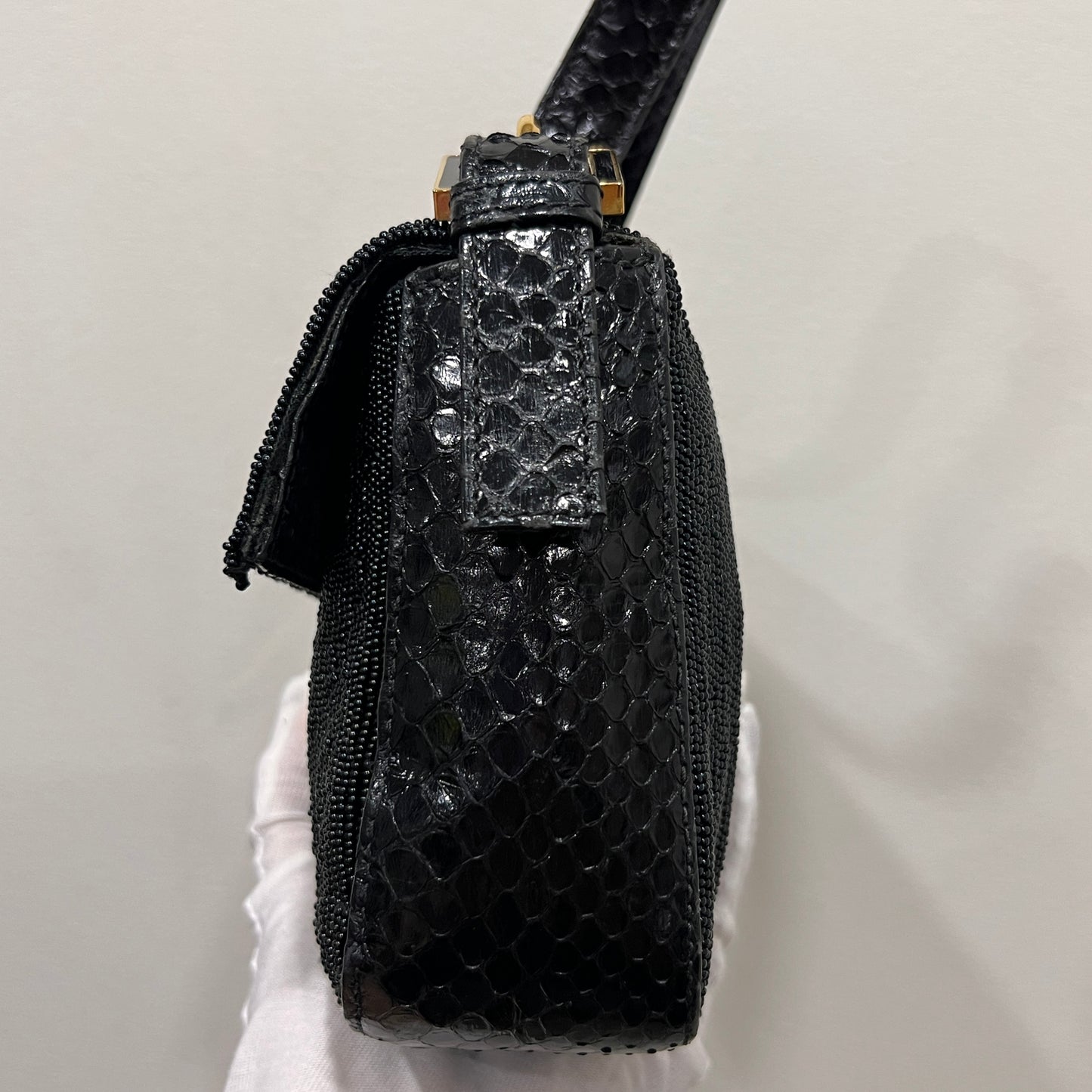 FENDI Beaded and Phyton Baguette