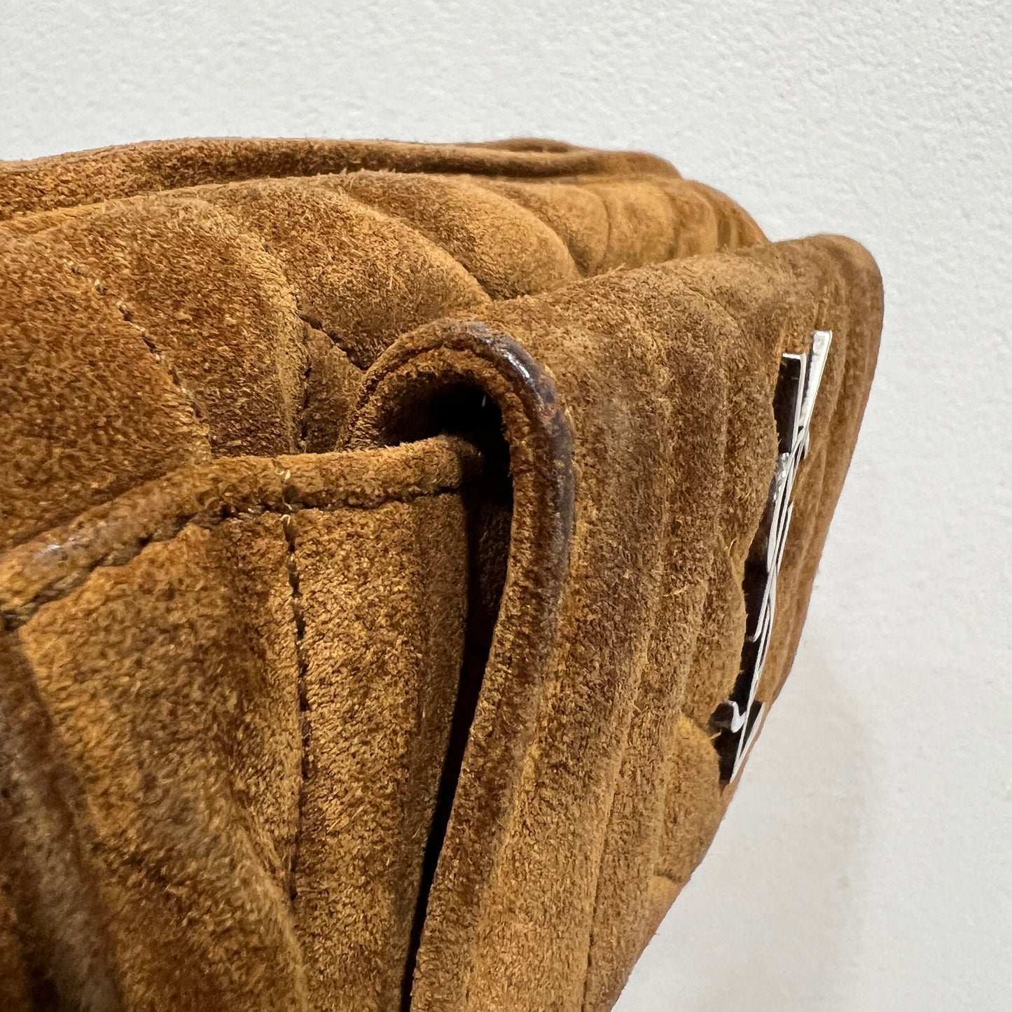 YSL Brown Suede Crossbody Bag