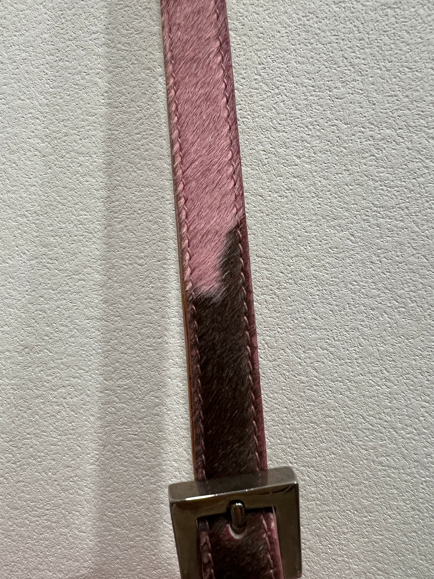 FENDI Pink Beaded Baguette Shoulder Bag