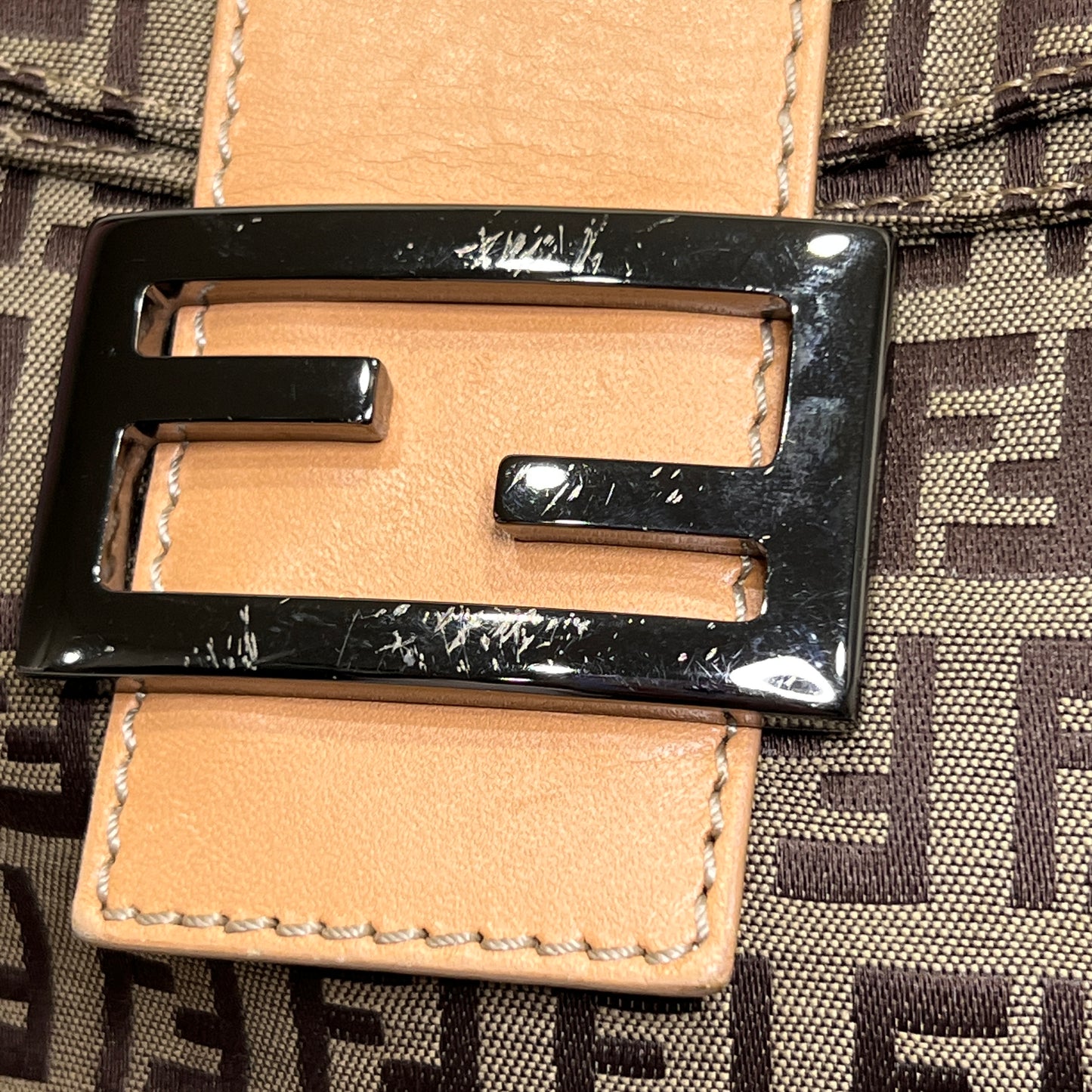 FENDI Brown Zuccino Canvas Double Flap