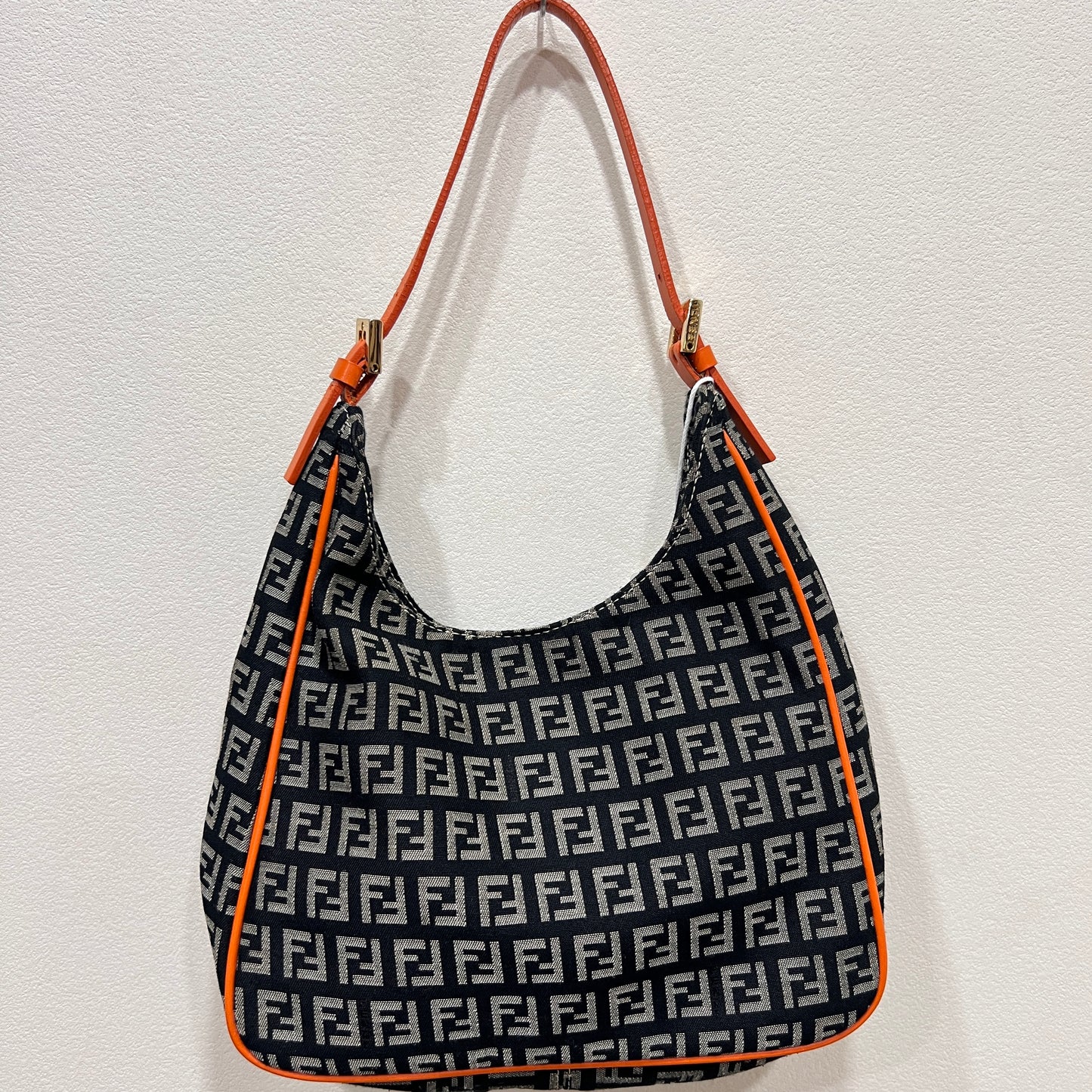 FENDI Mini Hobo Navy Orange Shoulder Bag (4021-11)
