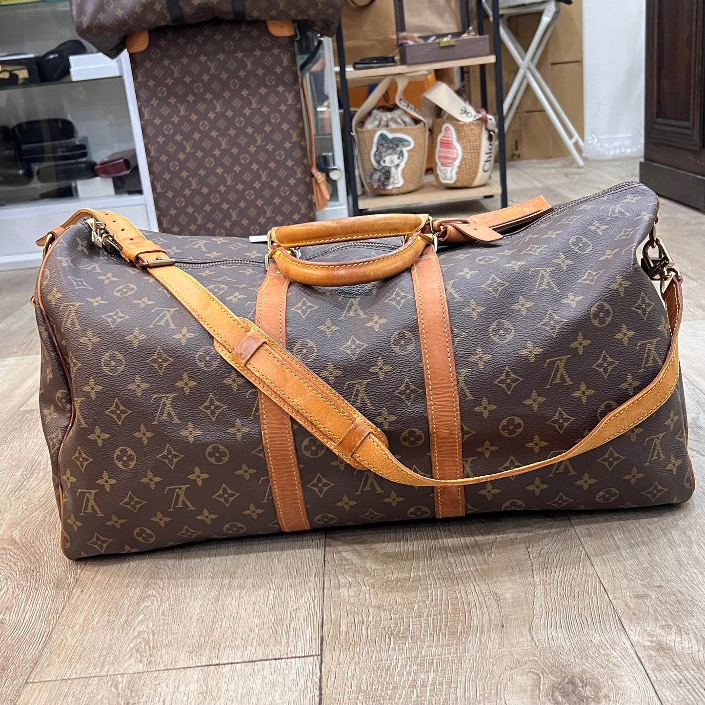 LOUIS VUITTON Keepall 55cm w/ strap