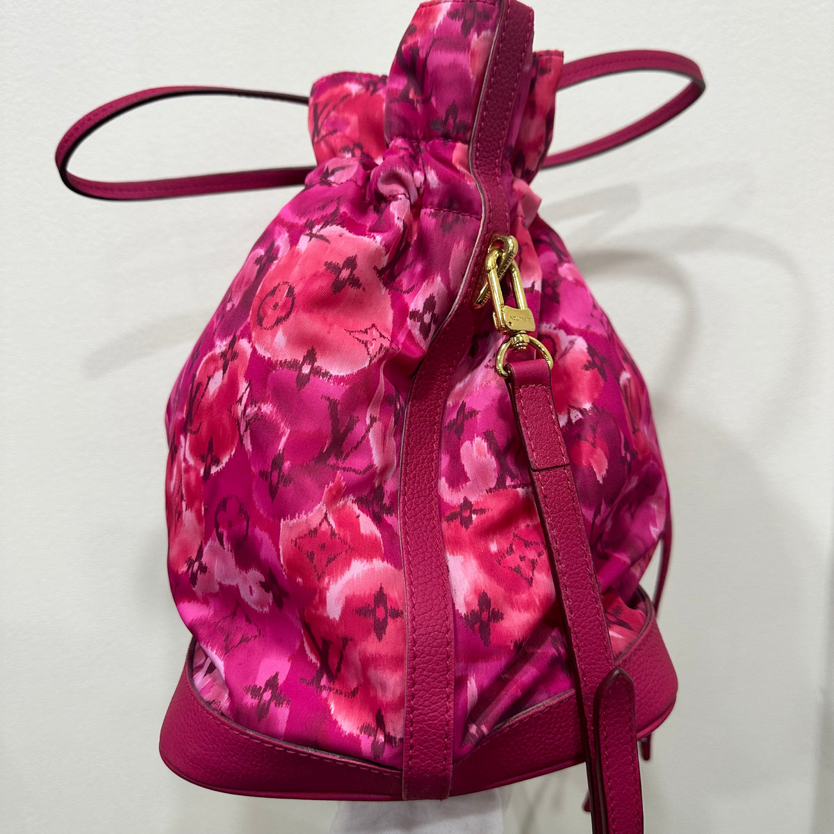 LOUIS VUITTON 2013 Limited Edition Monogram Nylon Ikat Flower Noefull MM Bucket Bag