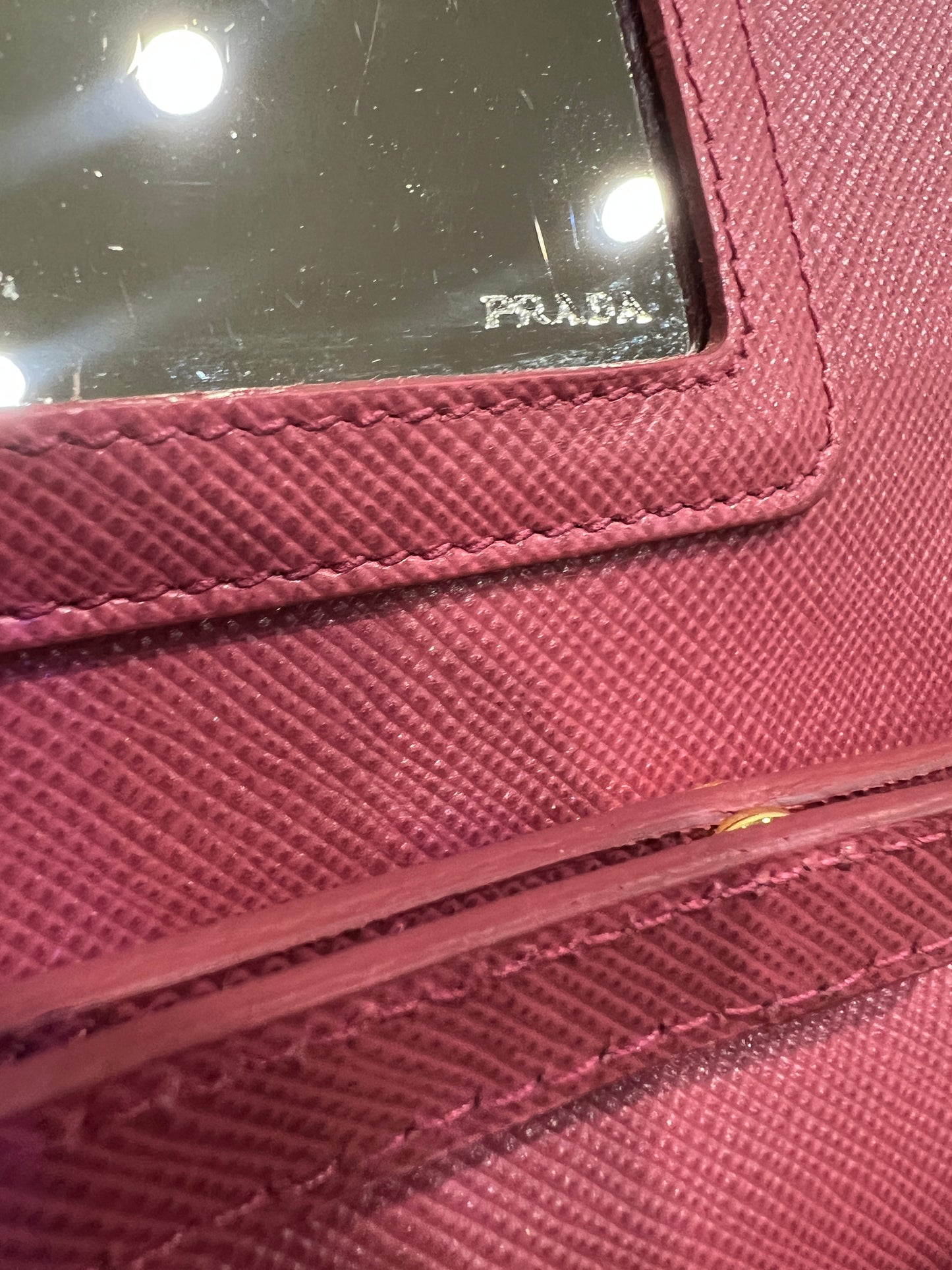 PRADA Saffiano Wallet on Strap with Mirror