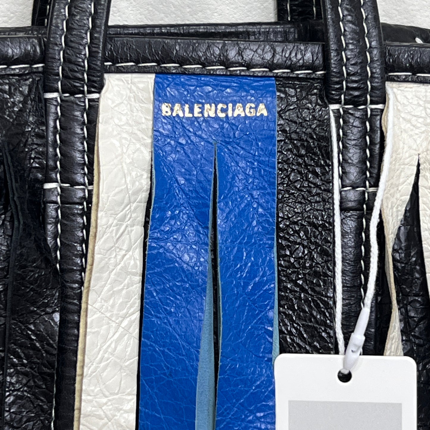 BALENCIAGA Convertible Fringe Striped Leather