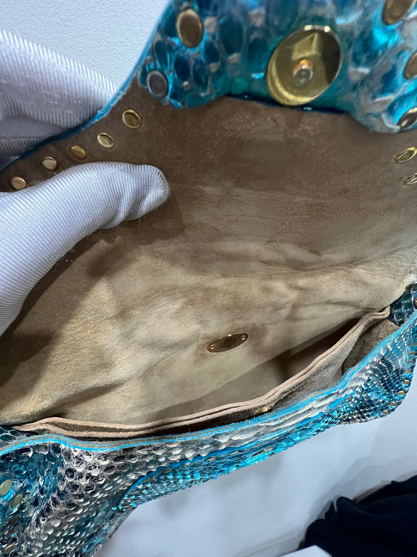 CELINE Blue Phyton Shoulder Bag