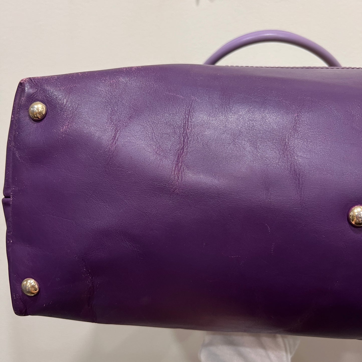 GUCCI GG Canvas Tote Bag Purple Trim and Leather Tassel Charm