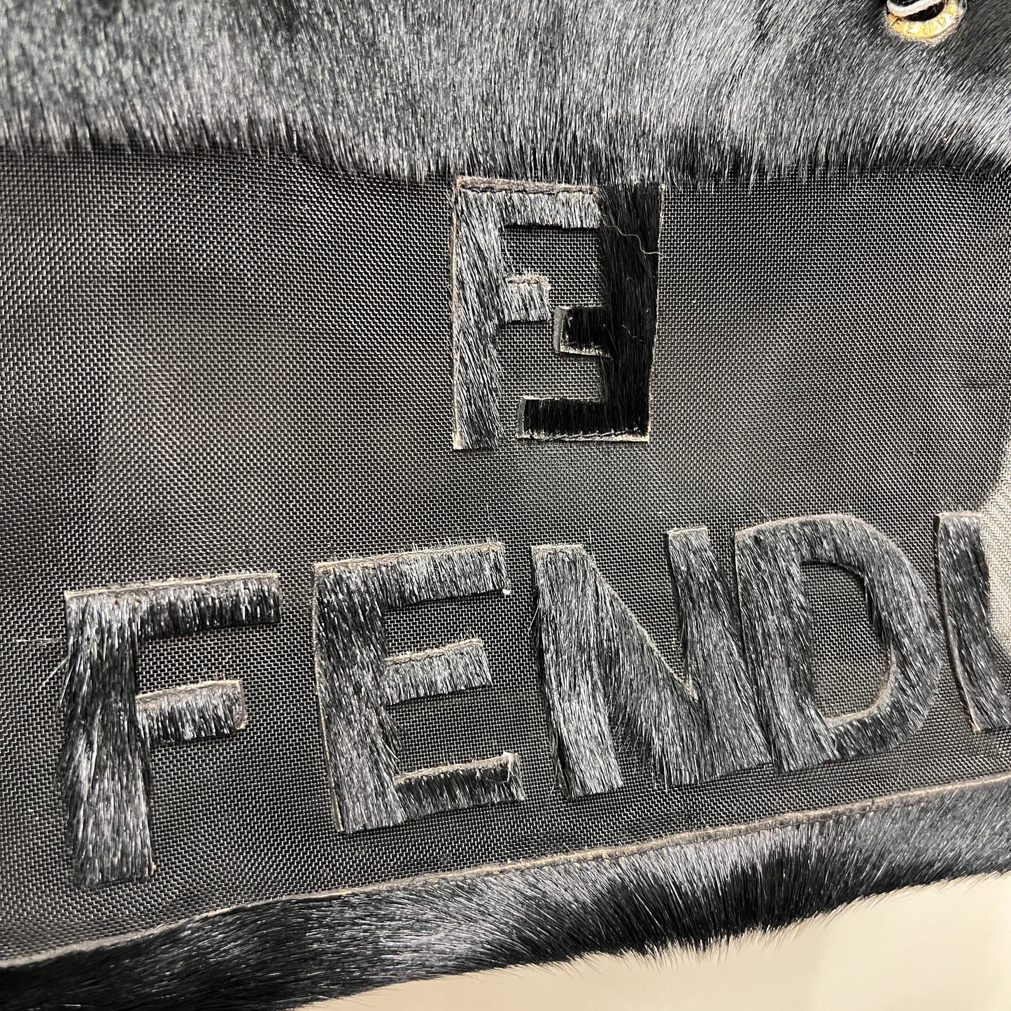 FENDI FF Zucca Black Mesh Tote Bag (264201)