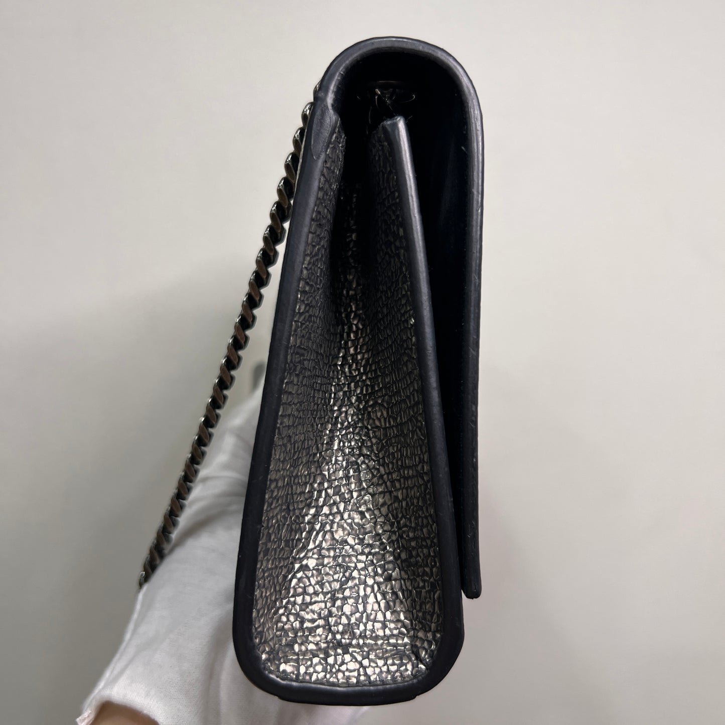 YSL Metallic Lizard-embossed Calf Leather