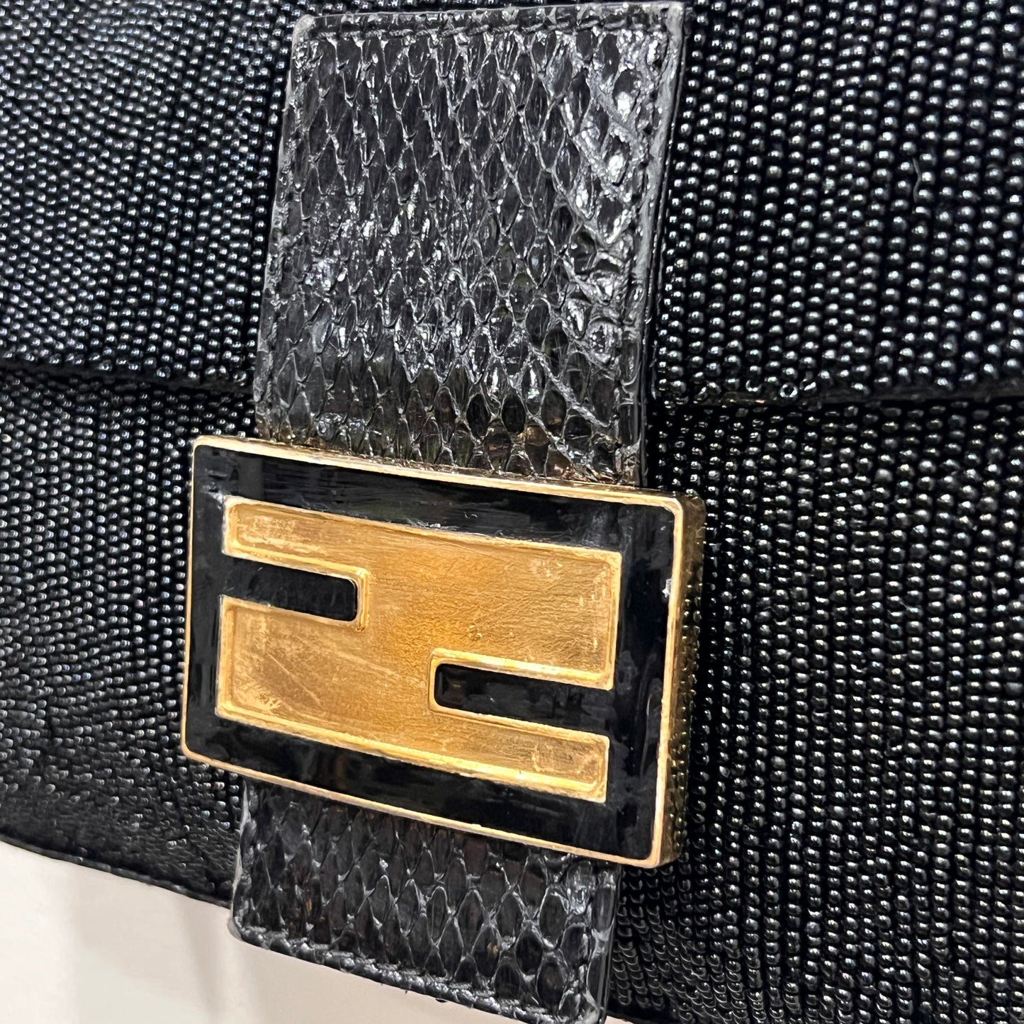 FENDI Beaded and Phyton Baguette