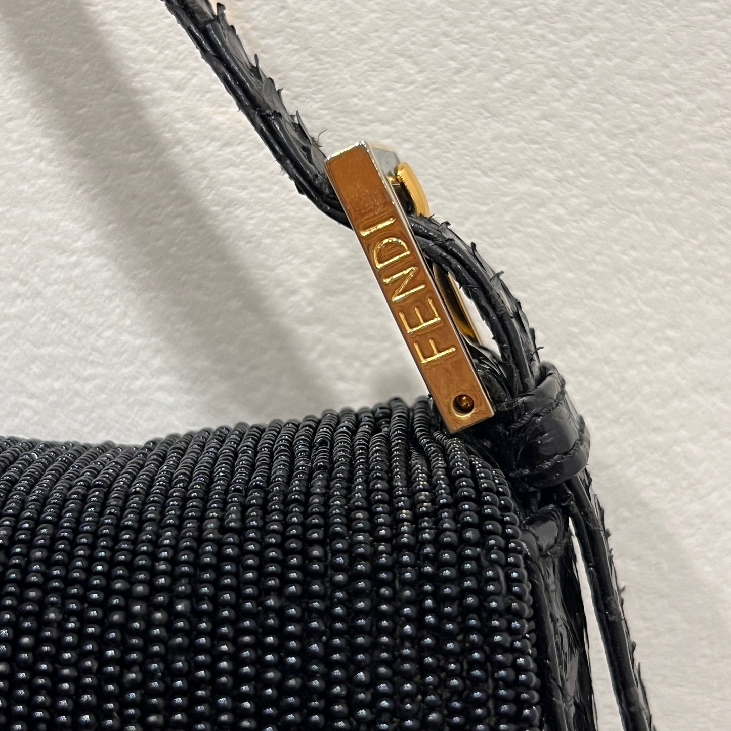 FENDI Beaded and Phyton Baguette