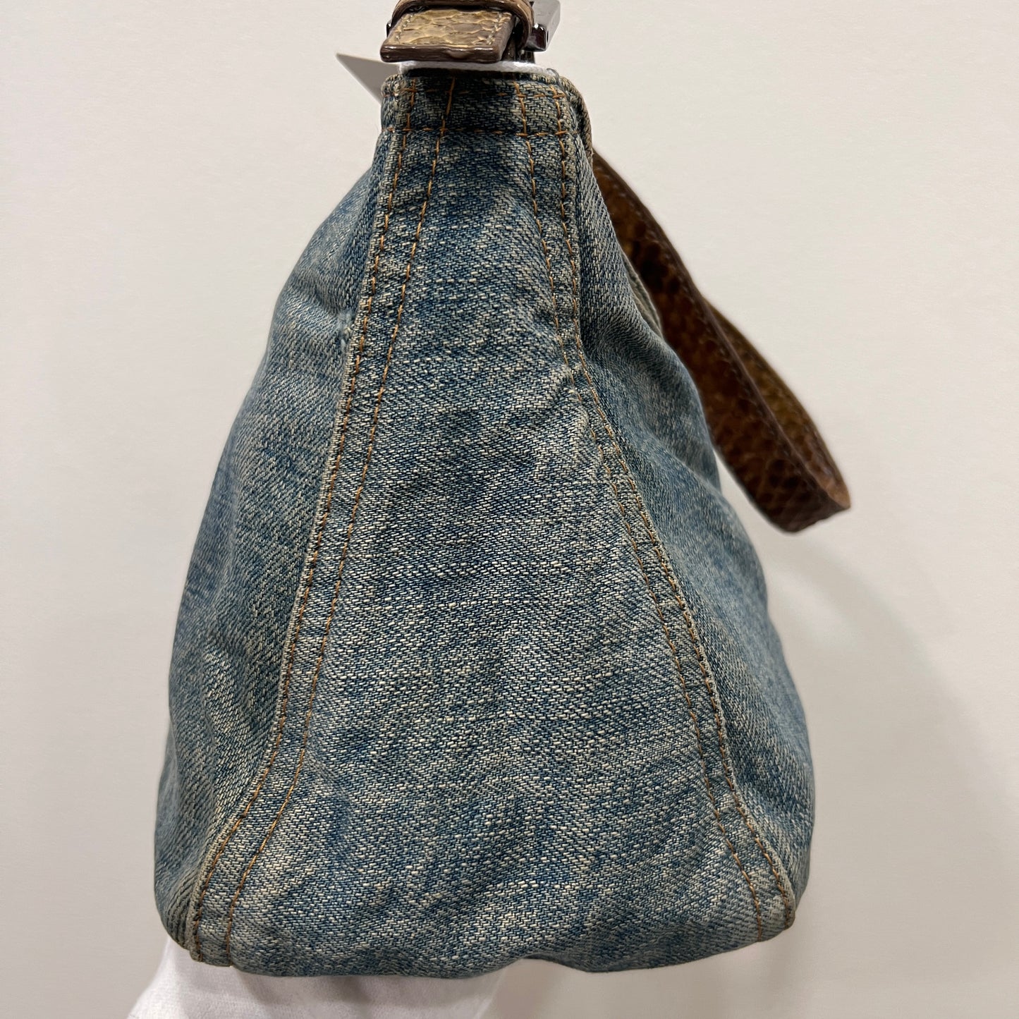 Fendi Mamma Baguette Denim Shoulder Bag