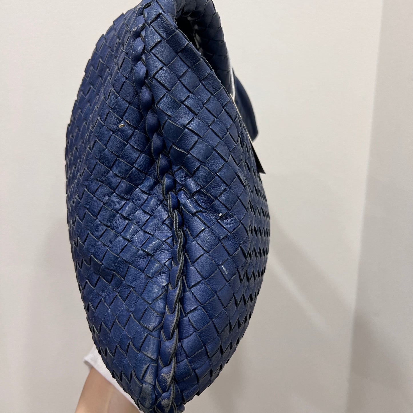 BOTTEGA VENETA Hobo Navy Interciatto Woven Napa Leather Bag