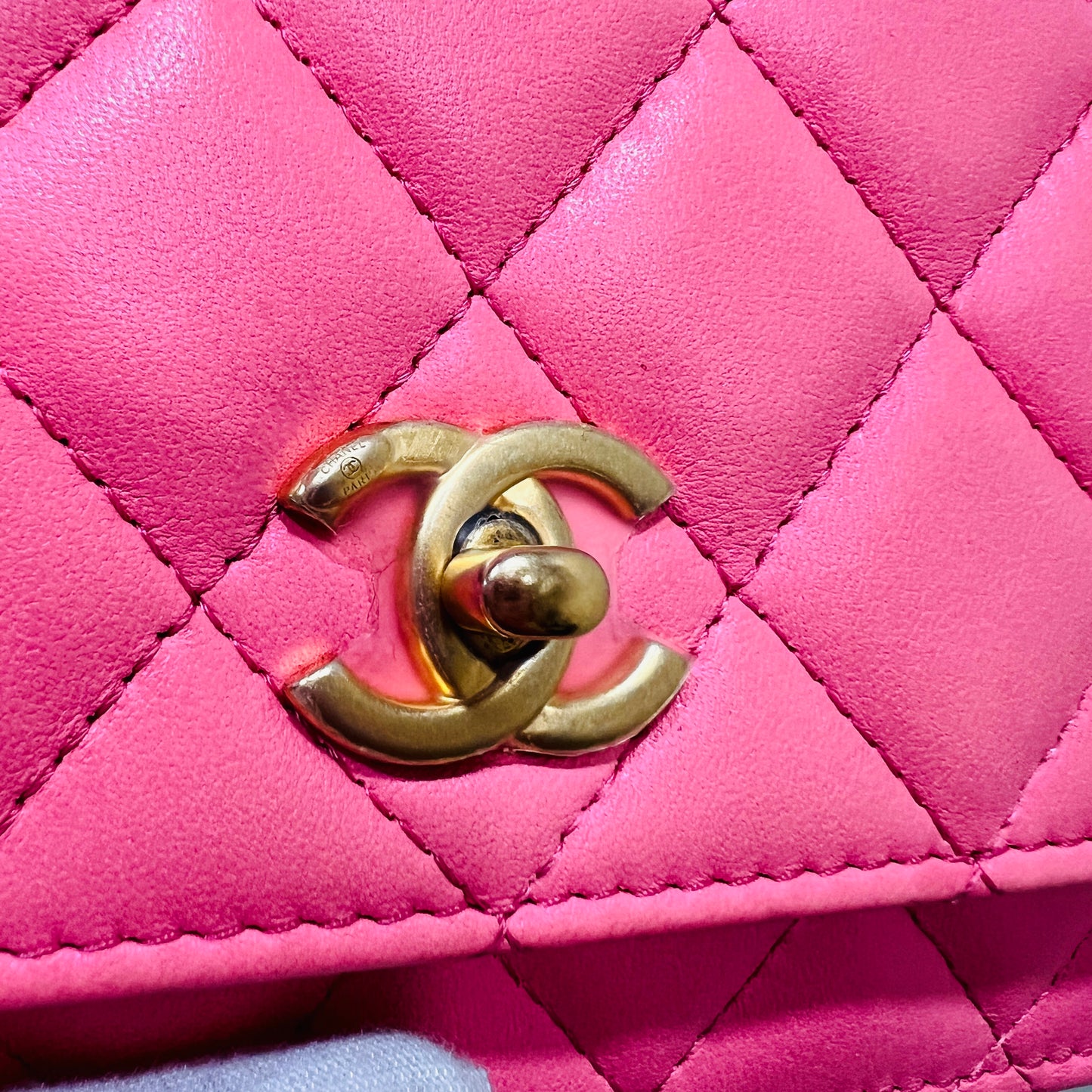 Chanel Pink Lambskin Leather Chain Wallet Crossbody