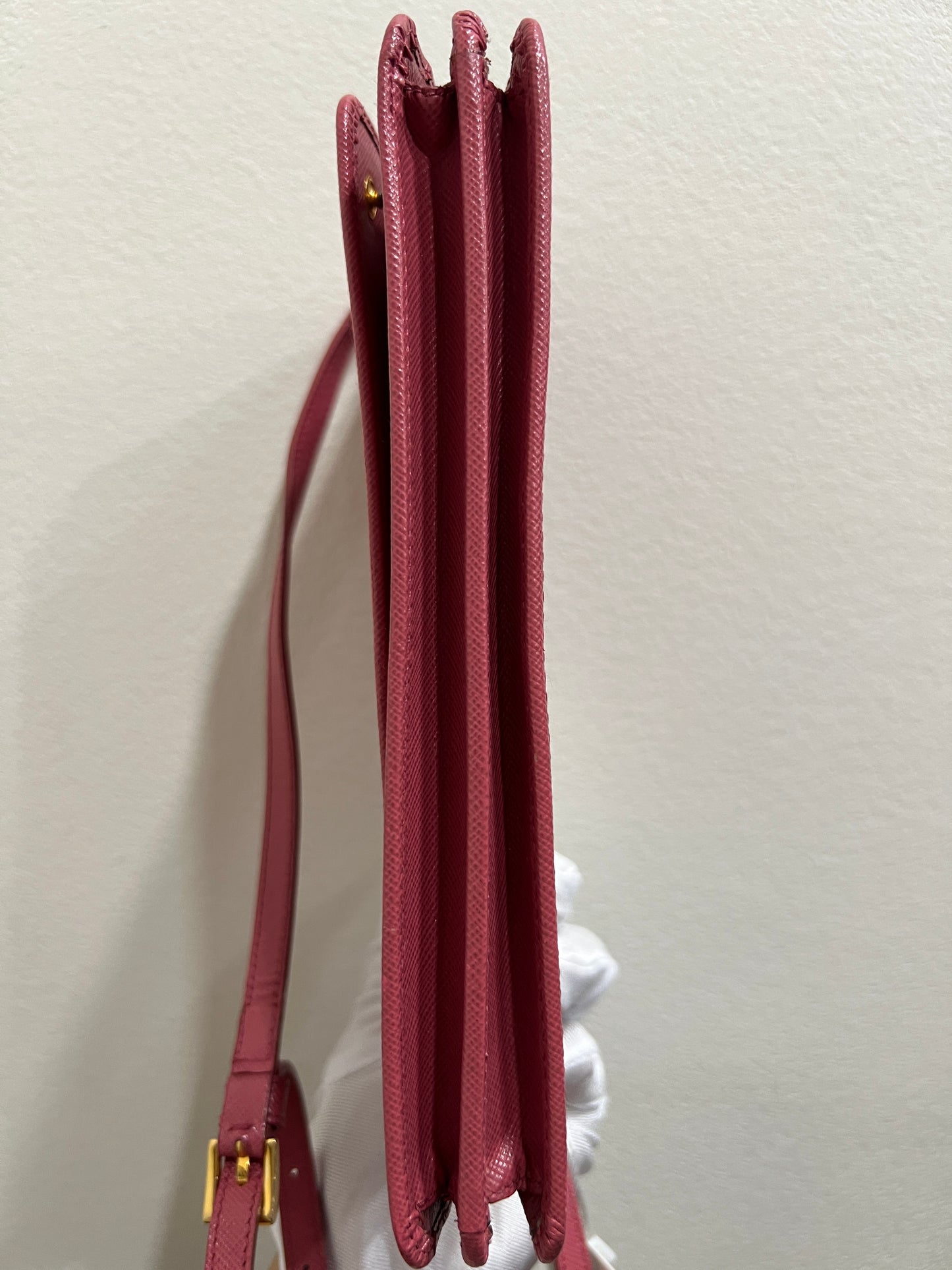 PRADA Saffiano Wallet on Strap with Mirror