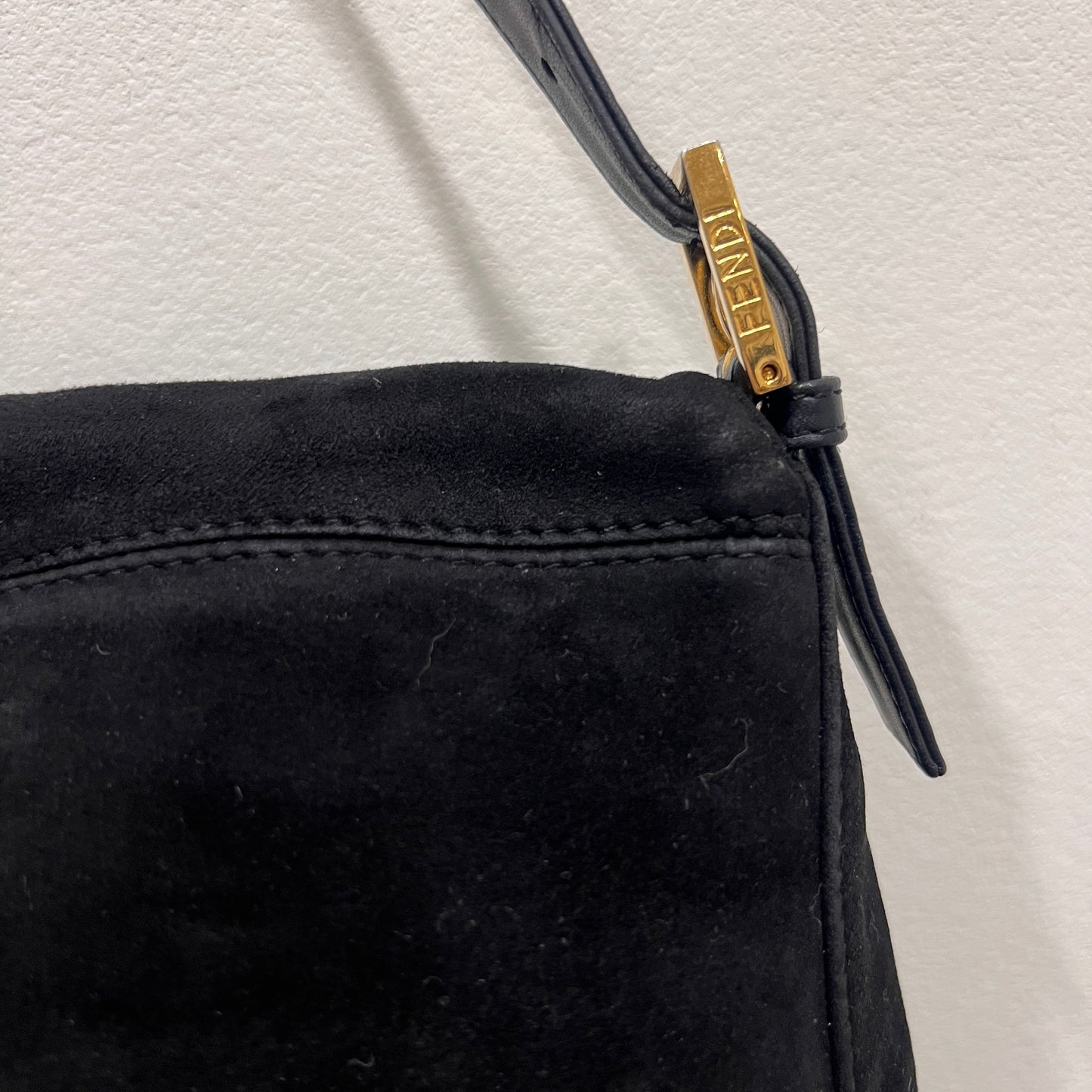 FENDI Black Suede Mamma Baguette