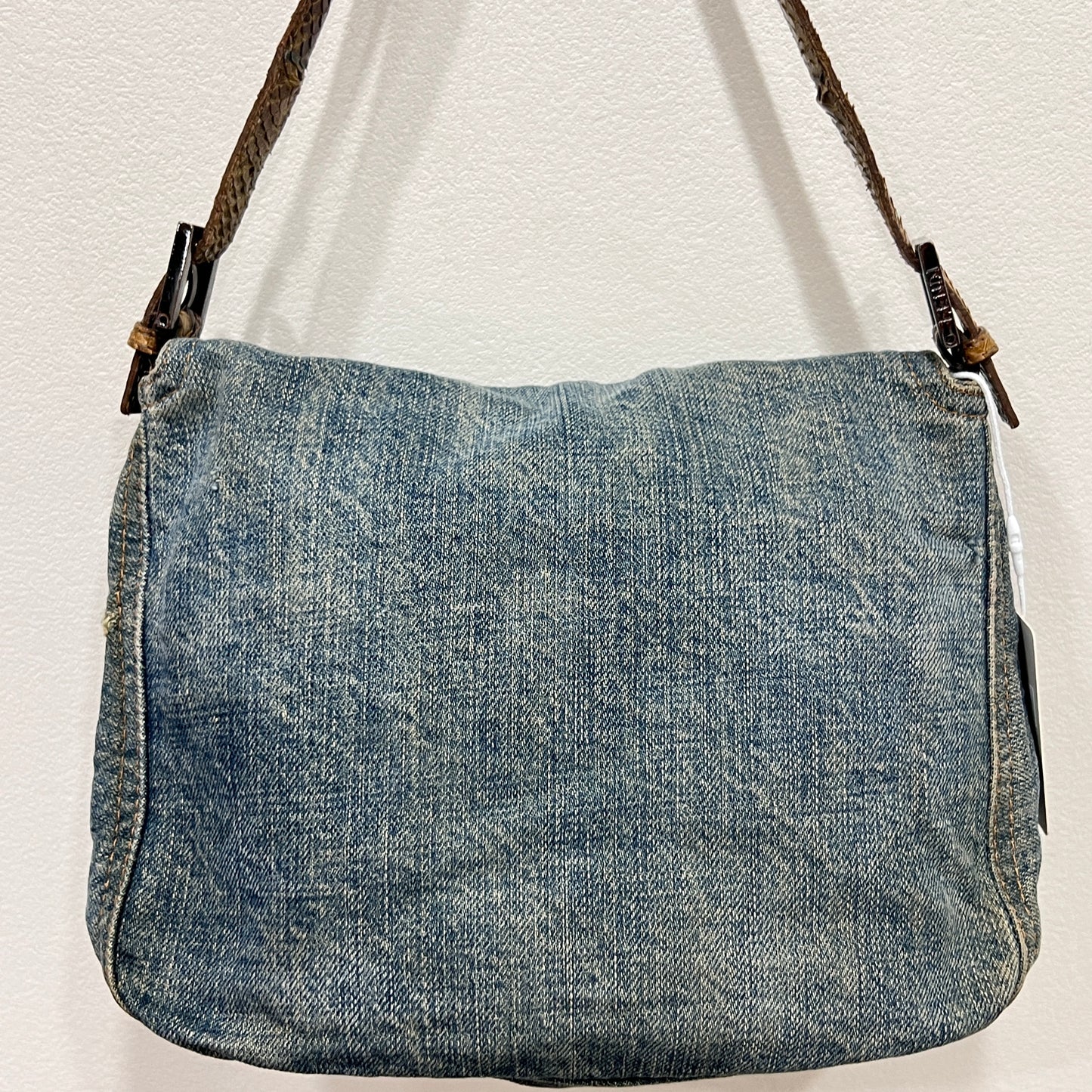 Fendi Mamma Baguette Denim Shoulder Bag