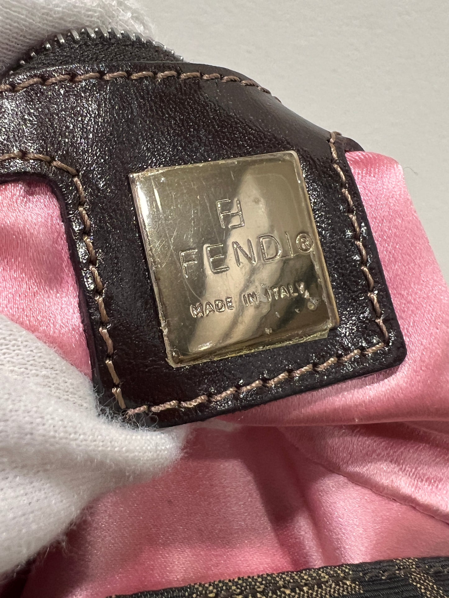 FENDI Baguette with Pink Logo Hardware