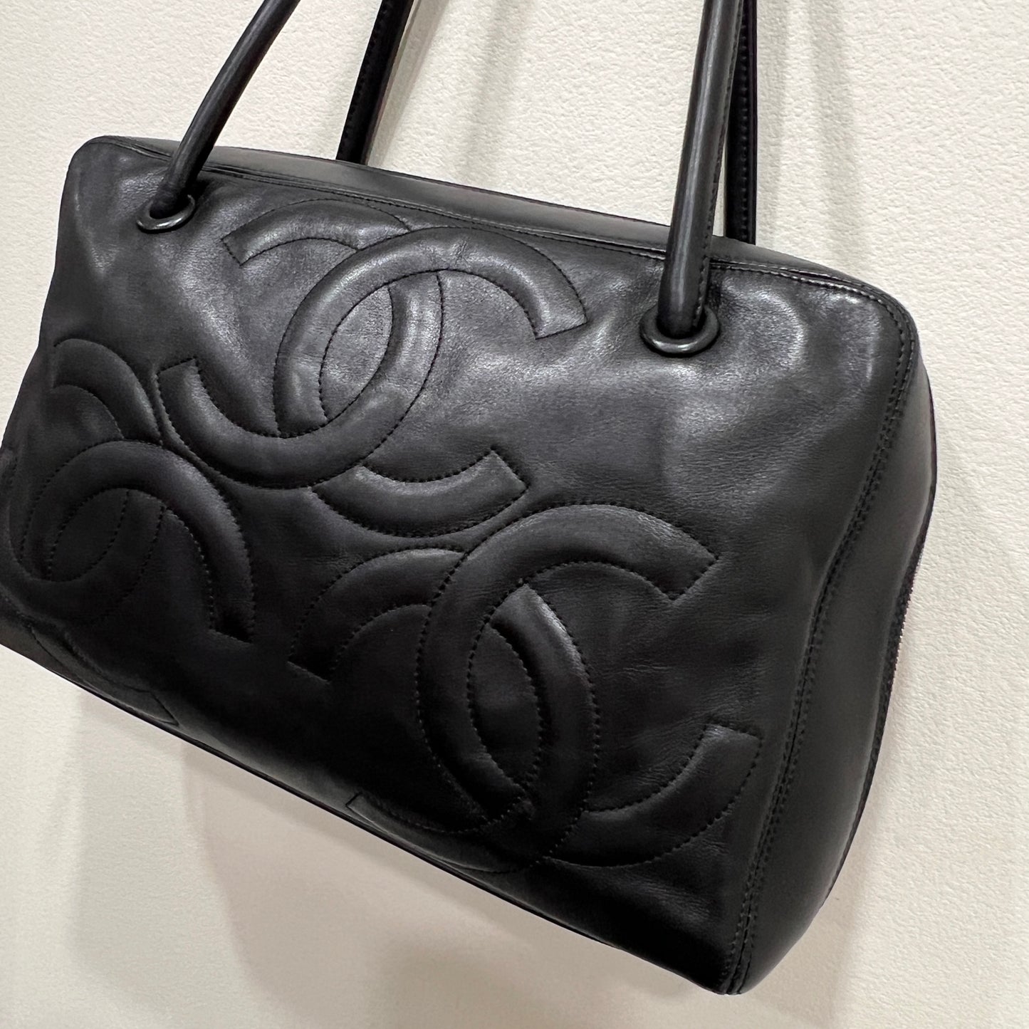 CHANEL Triple CC Bowling Black Handbag