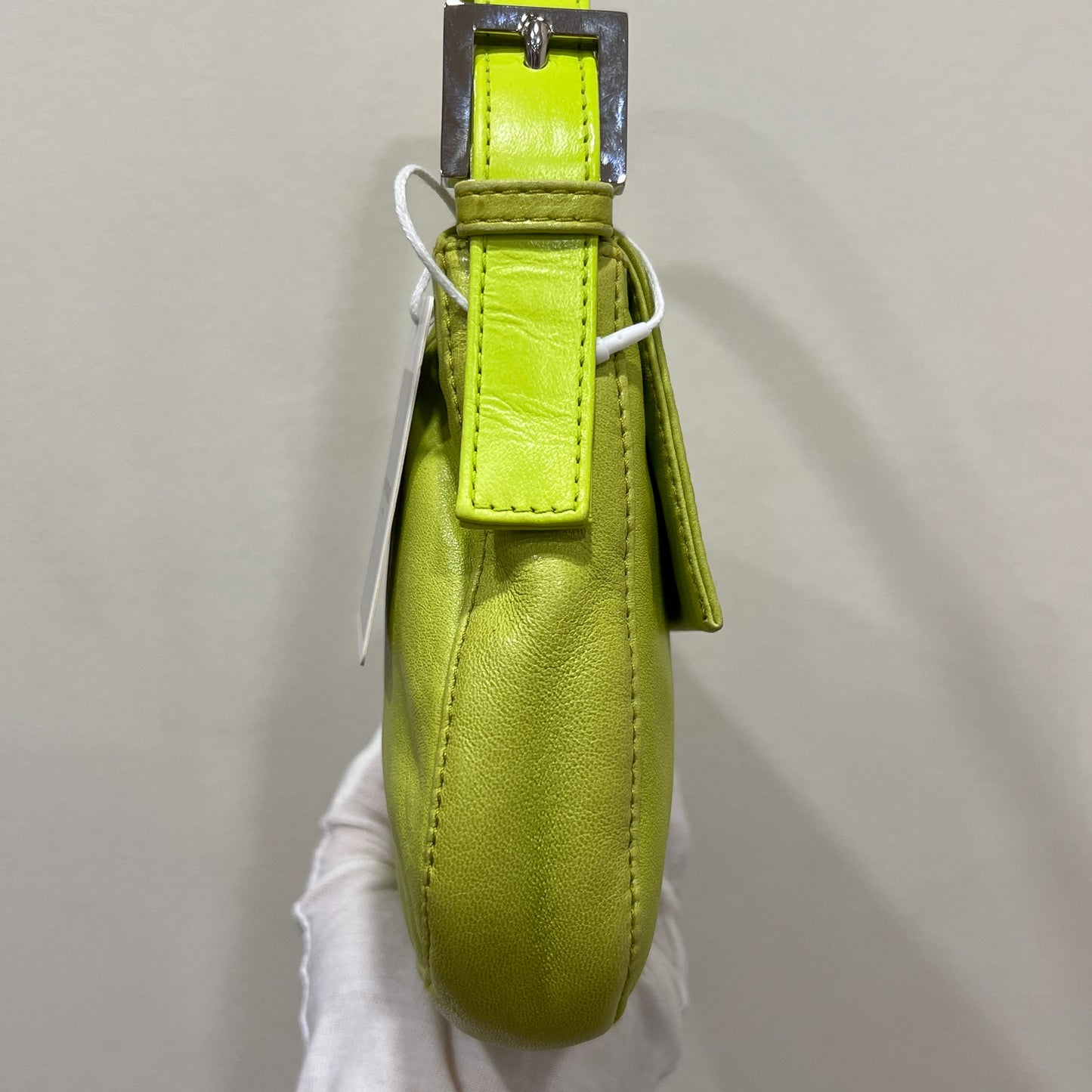 FENDI Baguette Neon Green Nappa Leather