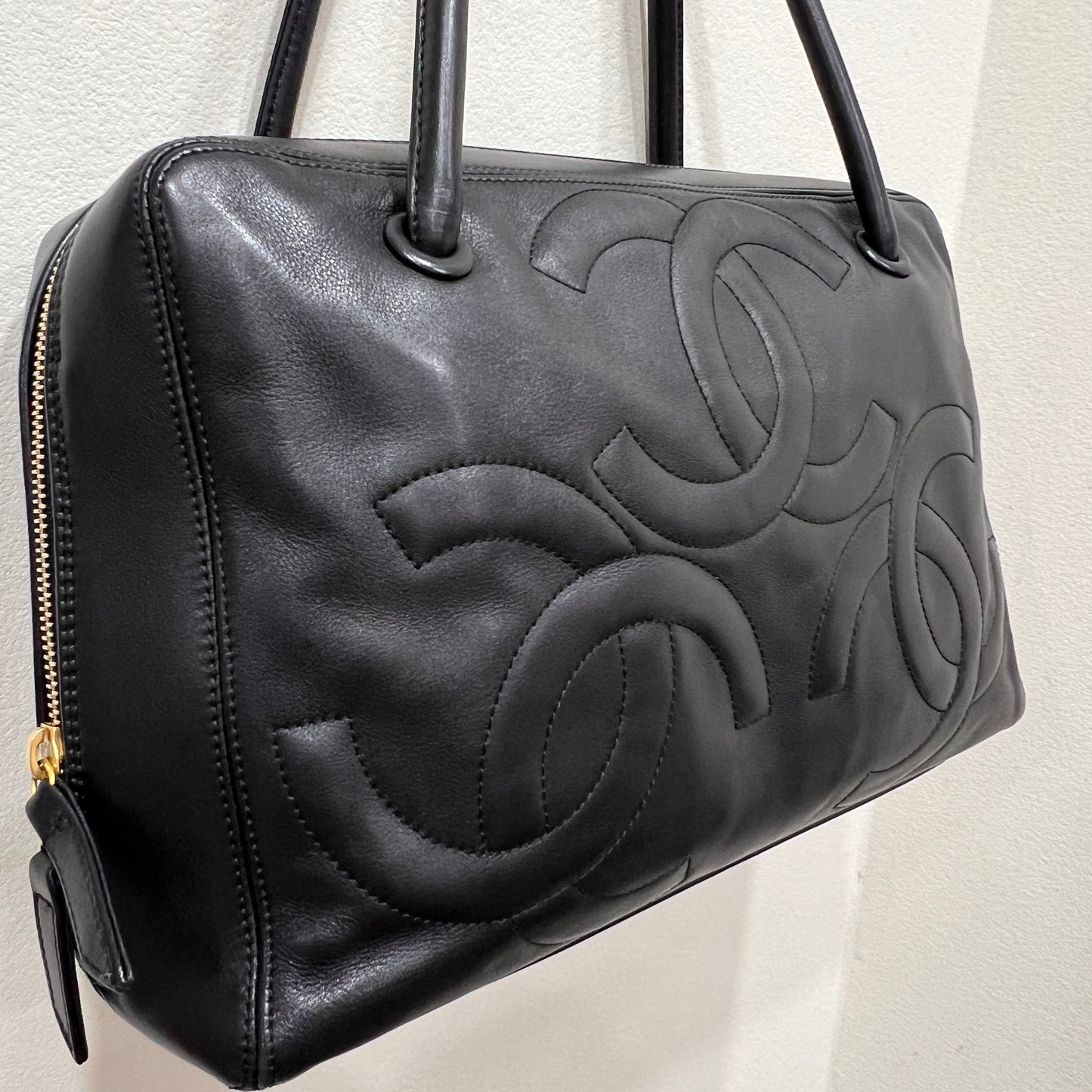 CHANEL Triple CC Bowling Black Handbag