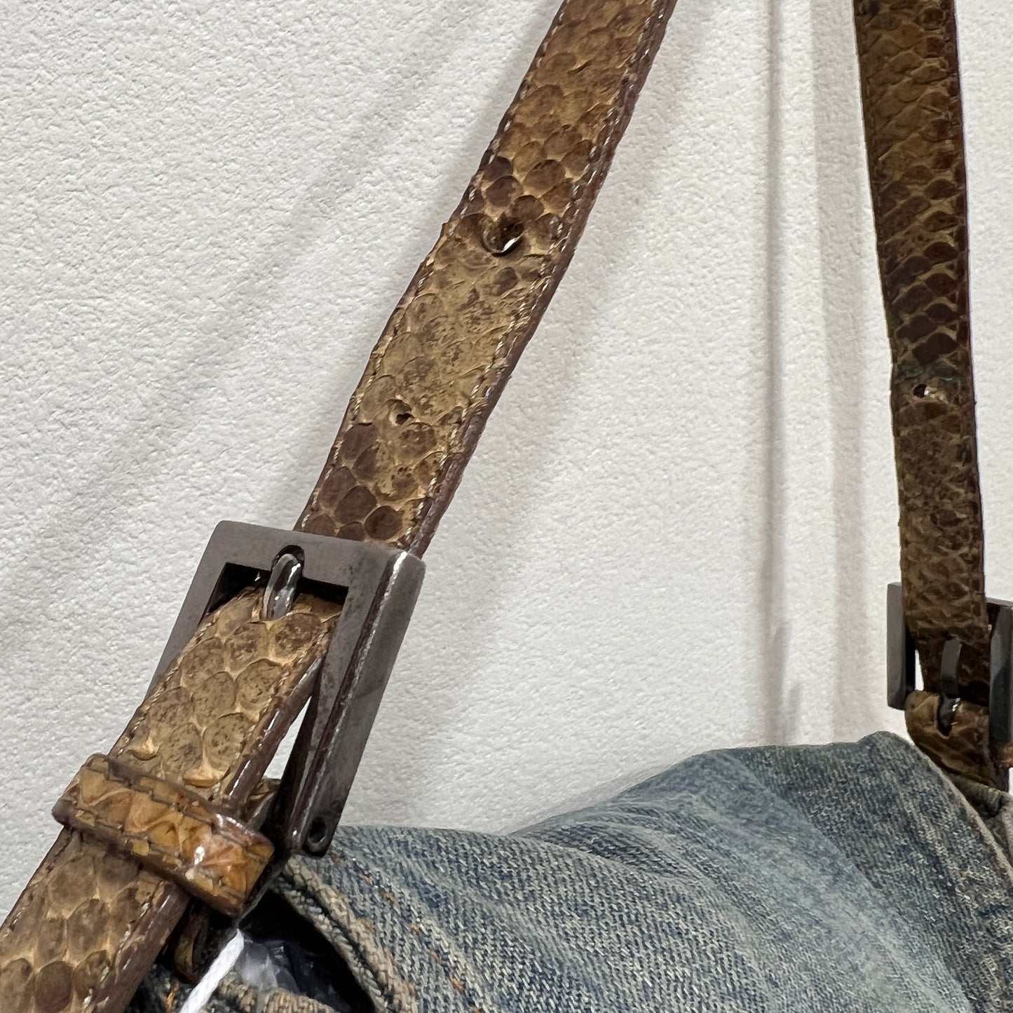 Fendi Mamma Baguette Denim Shoulder Bag