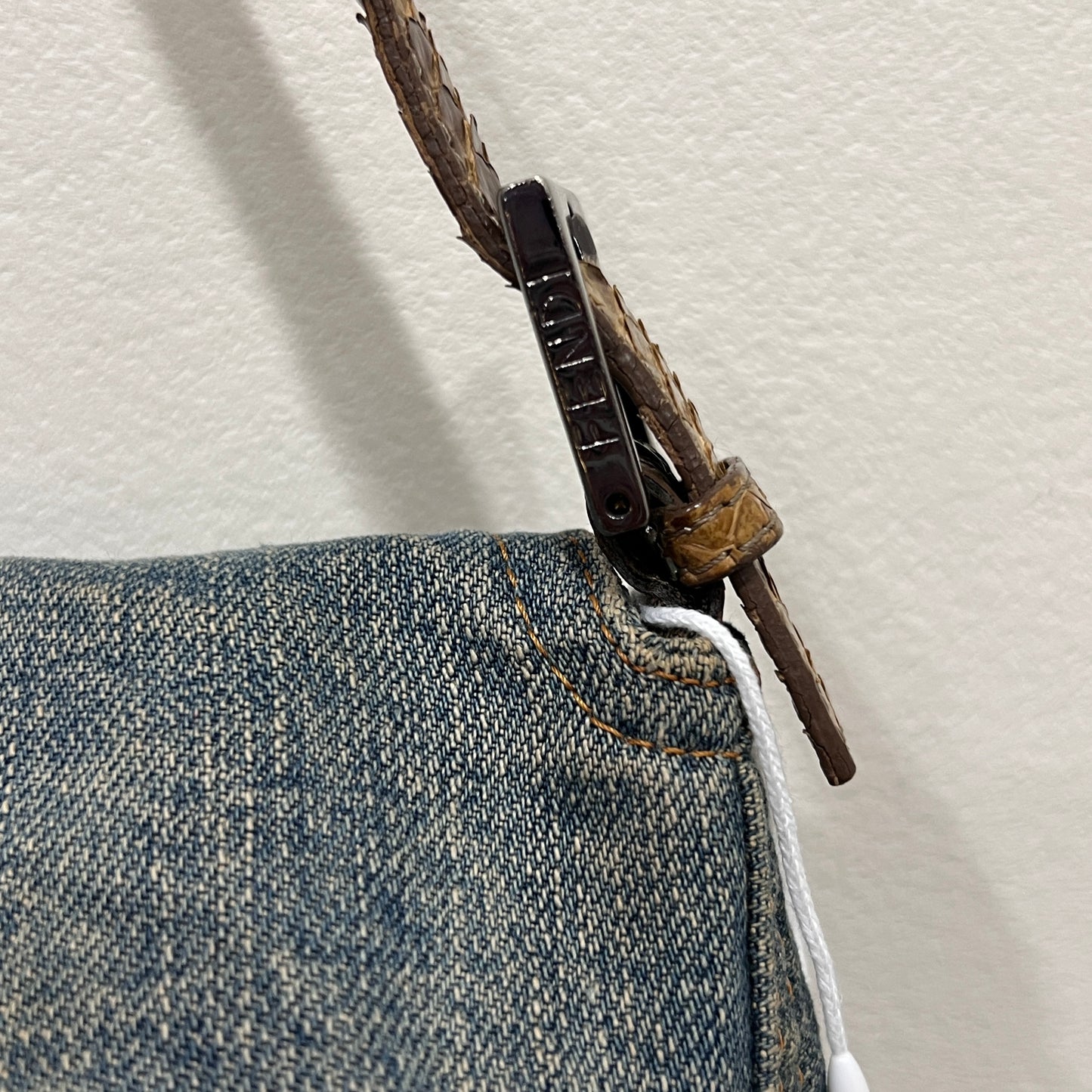 Fendi Mamma Baguette Denim Shoulder Bag