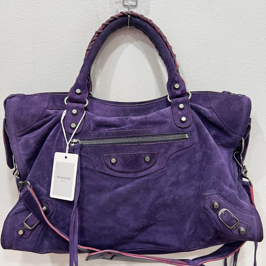 BALENCIAGA City Purple Suede leather