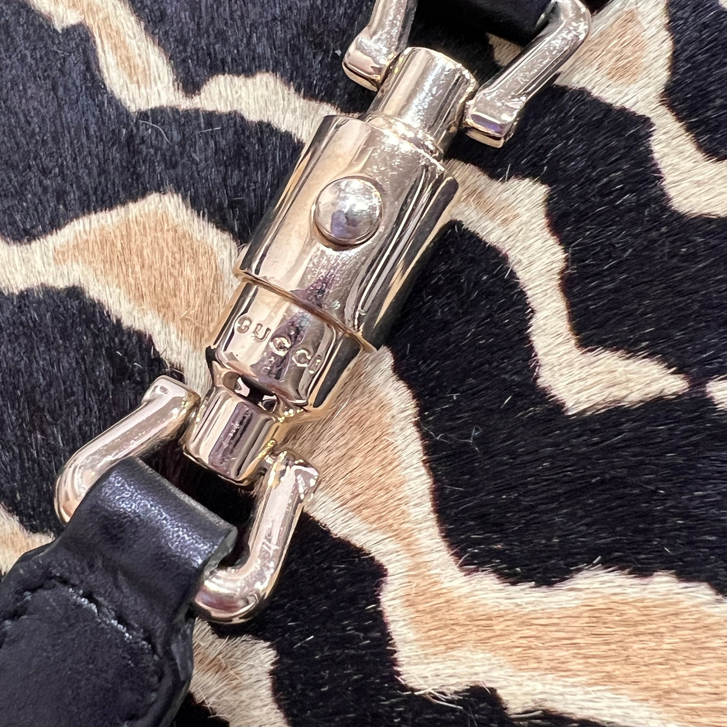 GUCCI Zebra Print Calf Hair Broadway Evening Bag