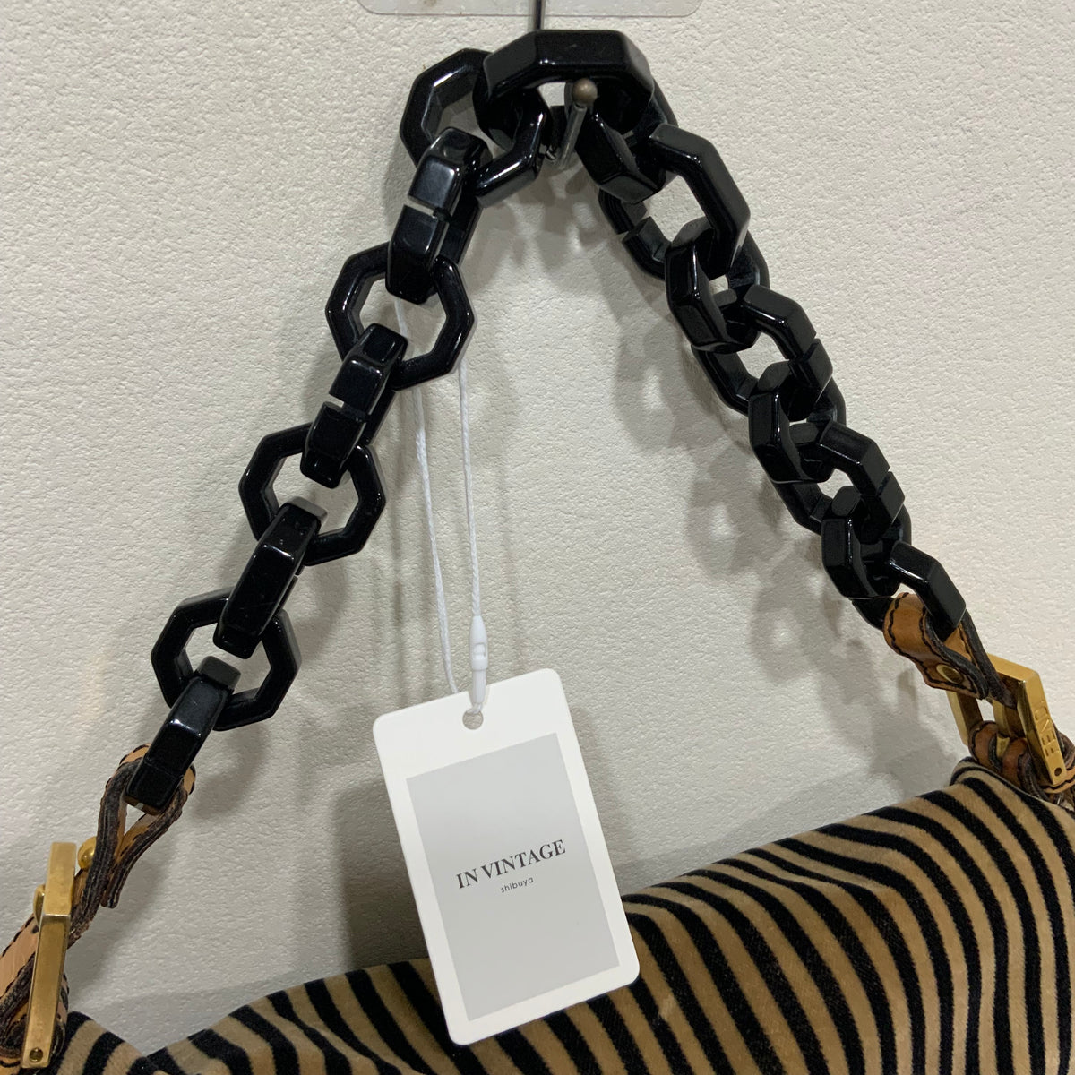 FENDI Velvet Pequin Striped Mamma Baguette Flap