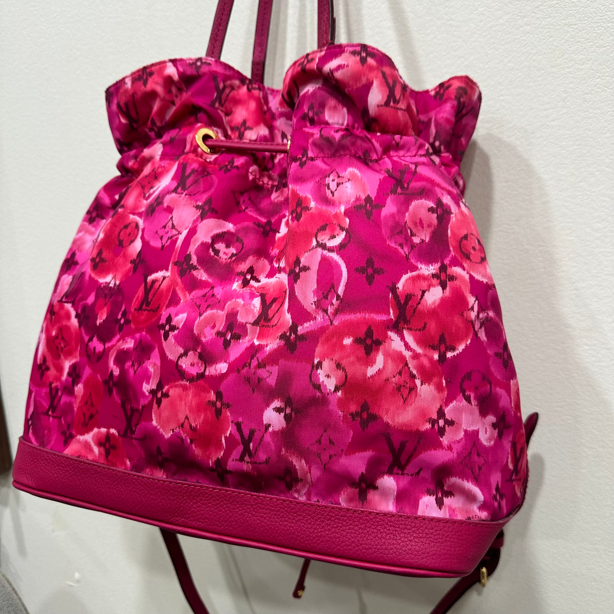 LOUIS VUITTON 2013 Limited Edition Monogram Nylon Ikat Flower Noefull MM Bucket Bag
