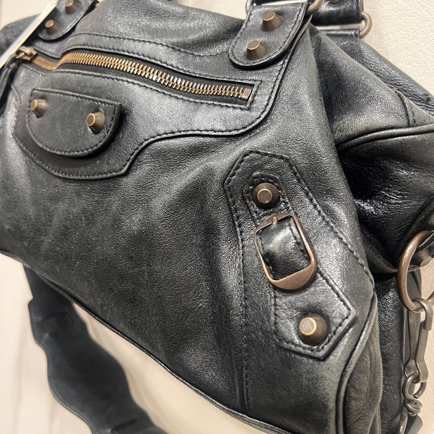 BALENCIAGA Black Twiggy Leather Satchel