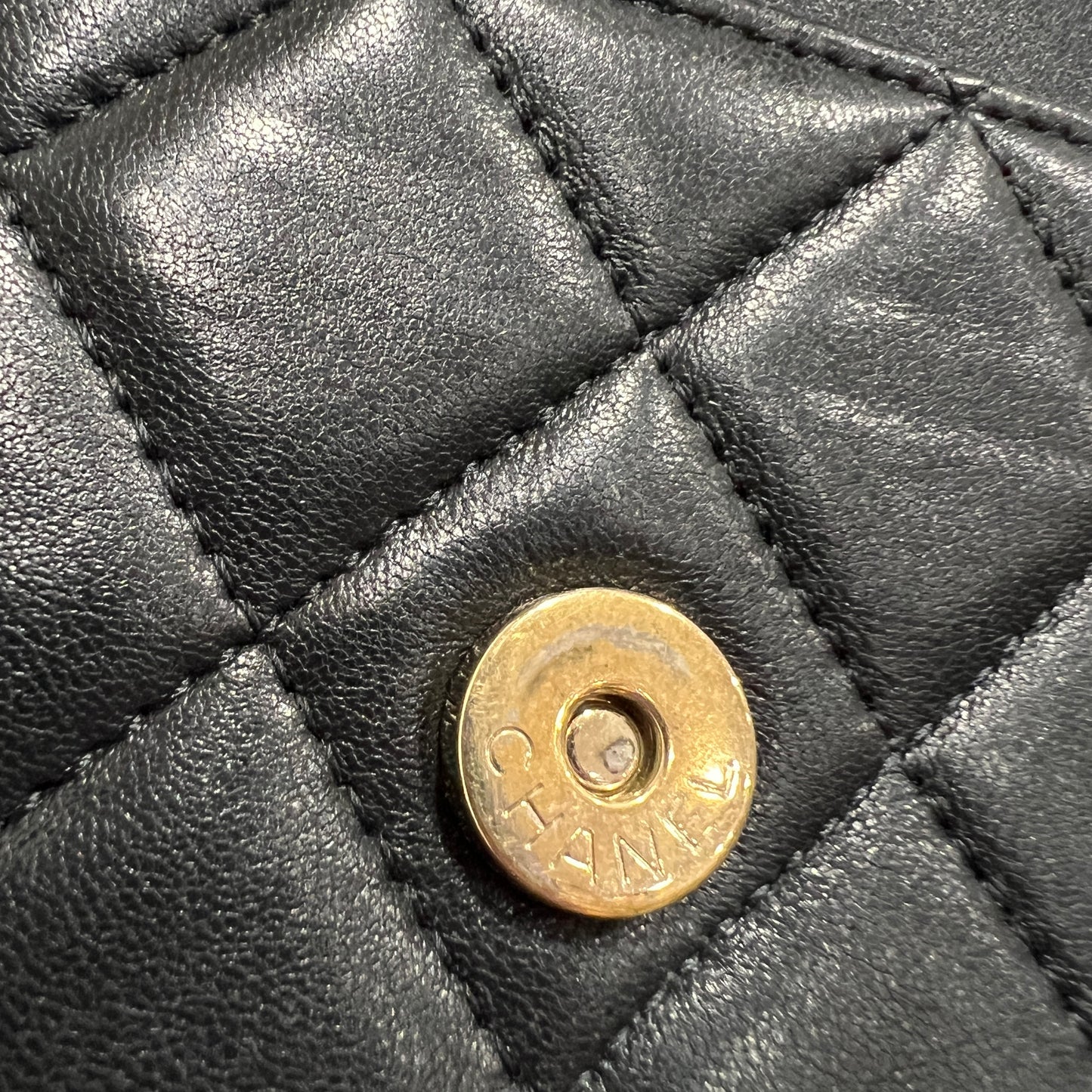 CHANEL Black Wallet on Chain (WOC) Coco Charm Lambskin
