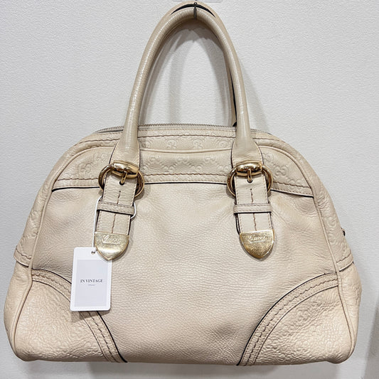 GUCCI Cream Leather Guccissima Signoria Medium Dome