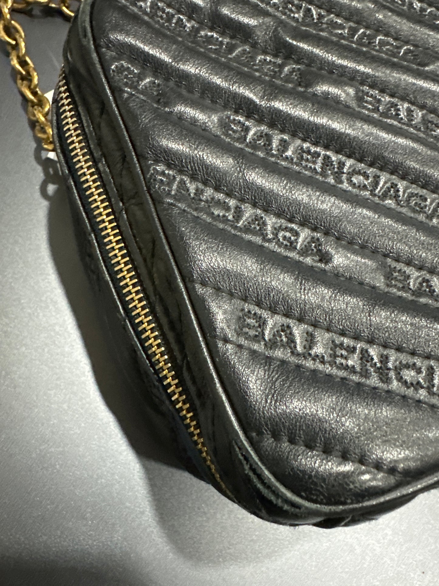 Balenciaga, Blanket Reporter  Black Carf Leather